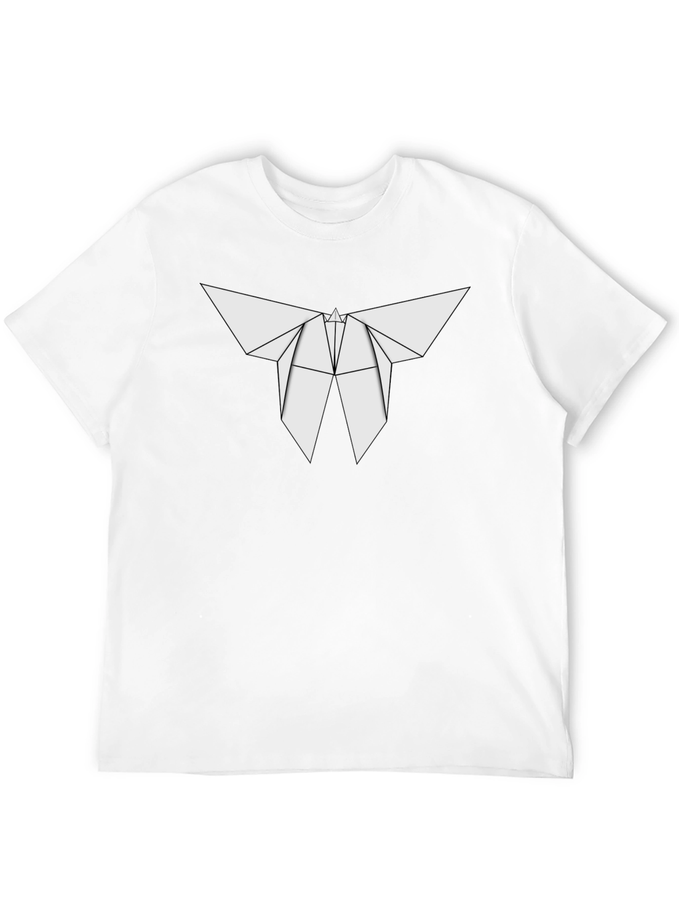 Geometric Origami Butterfly Graphic Tee - Black