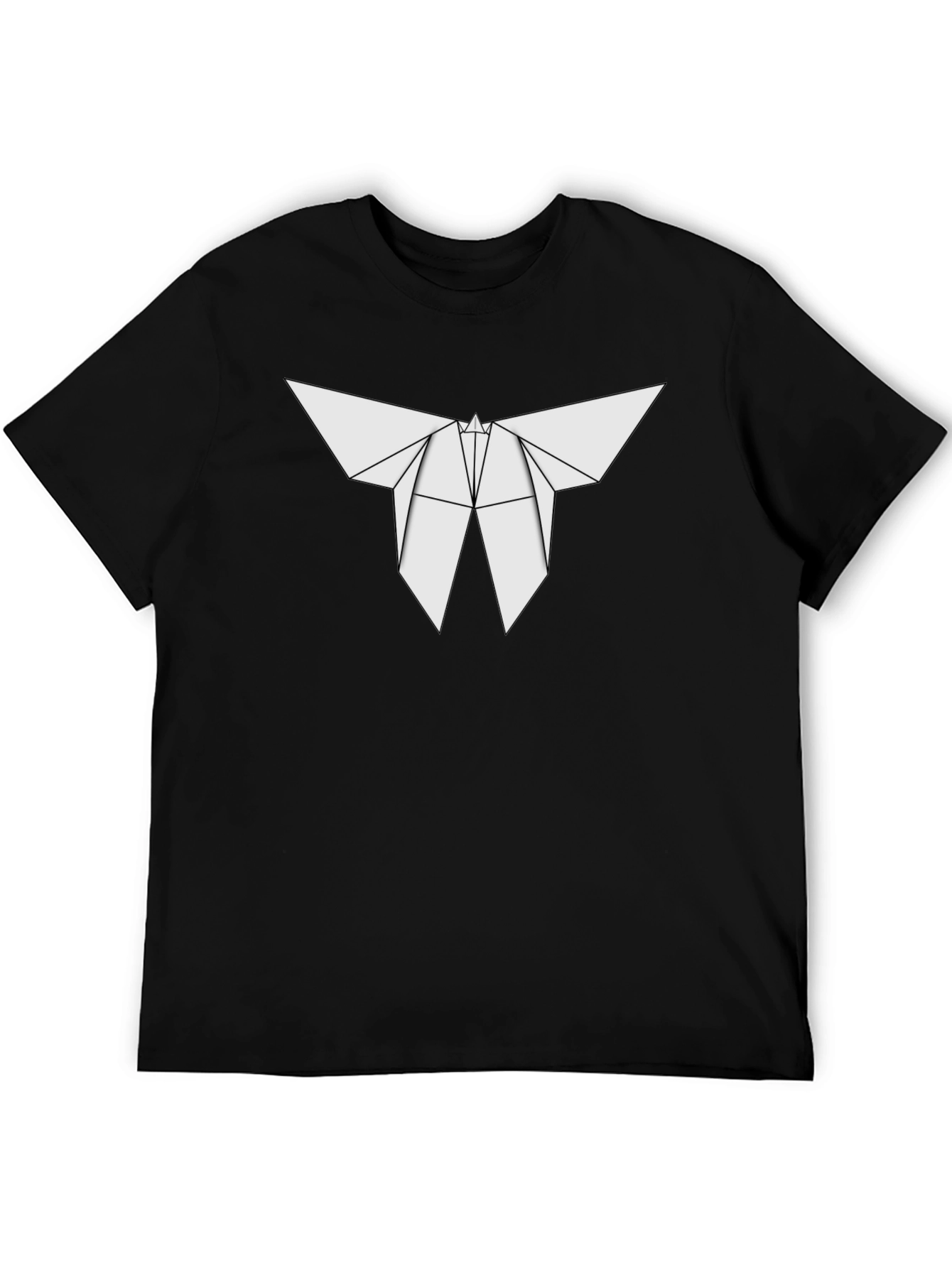 Geometric Origami Butterfly Graphic Tee - Black