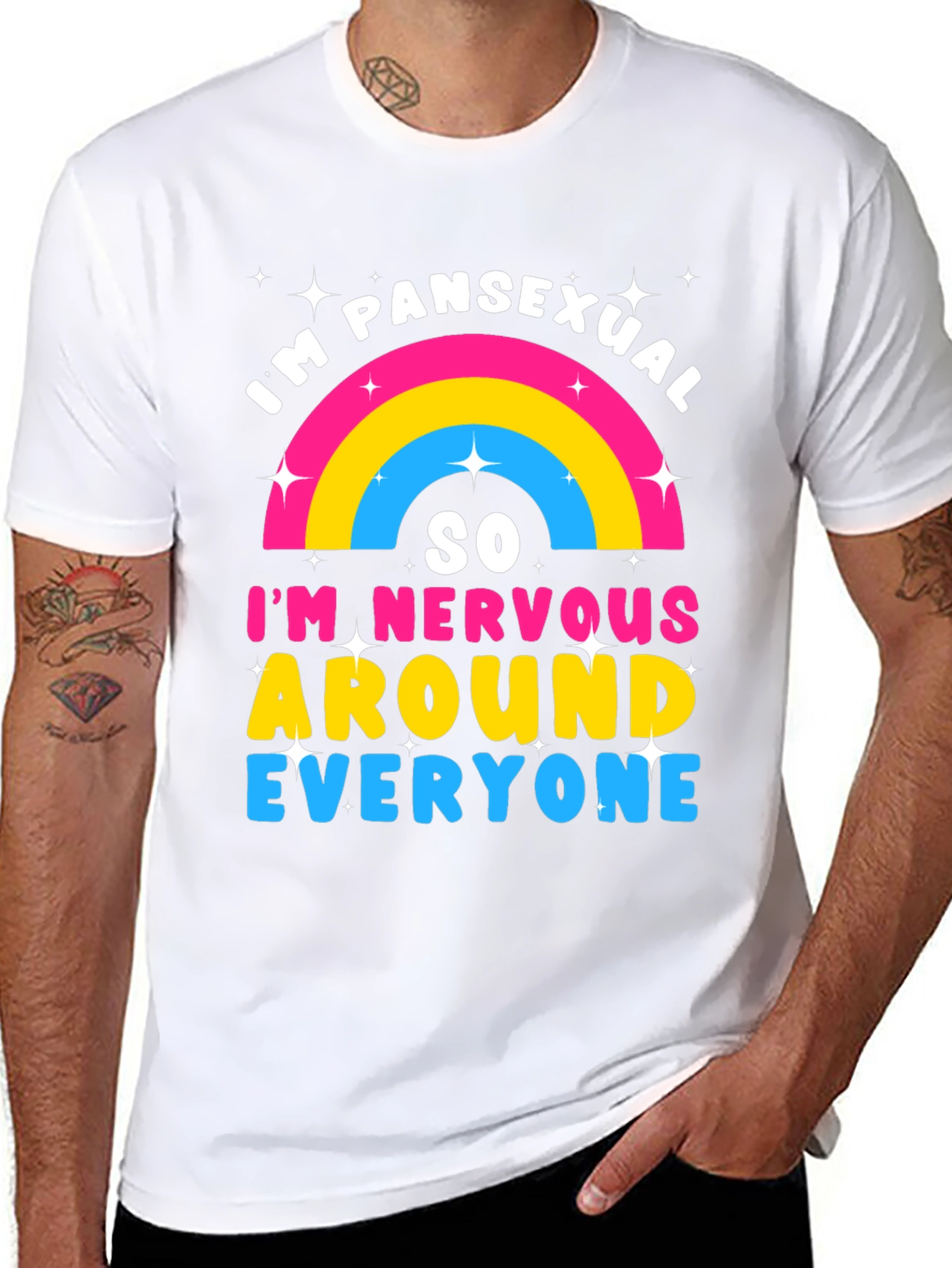 Pansexual Pride T-Shirt - Nervous Around Everyone!