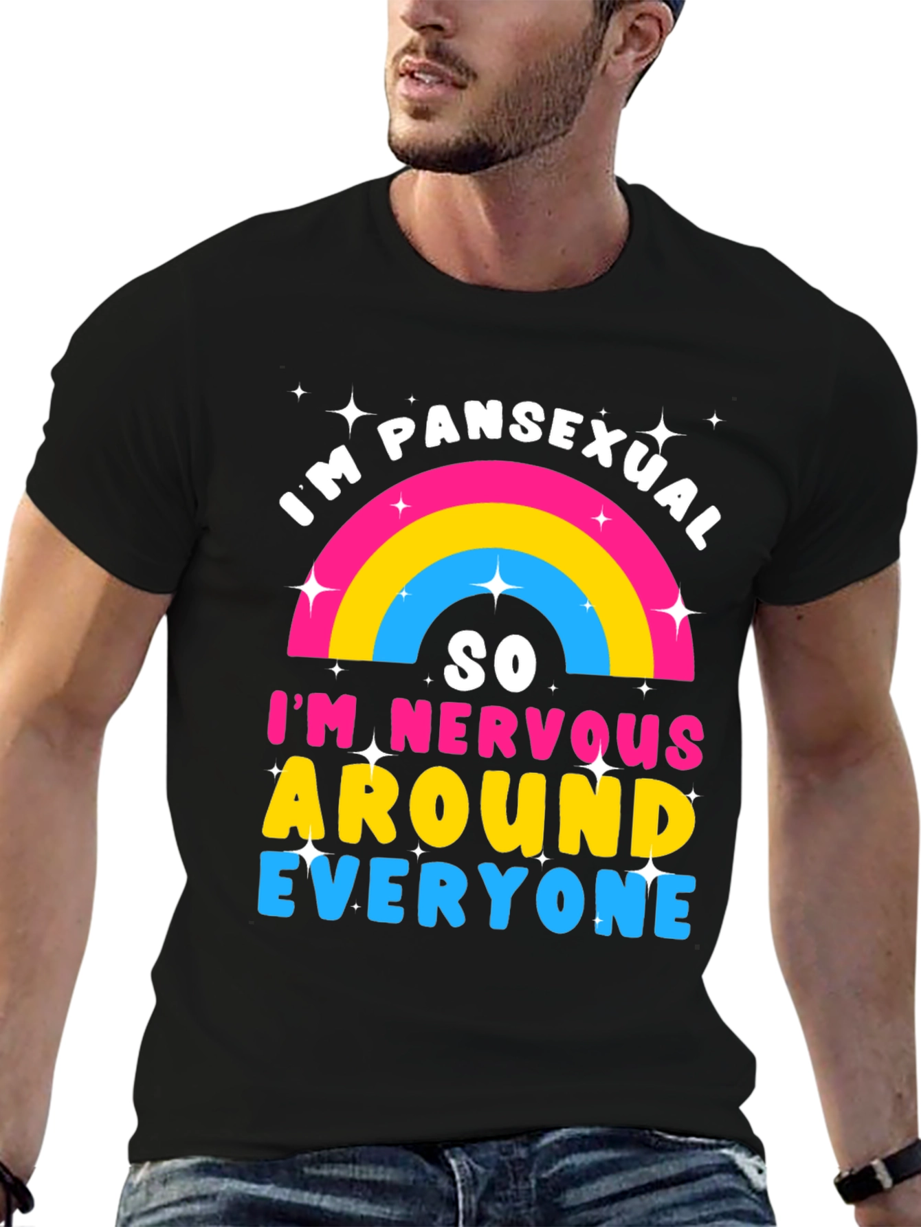 Pansexual Pride T-Shirt - Nervous Around Everyone!