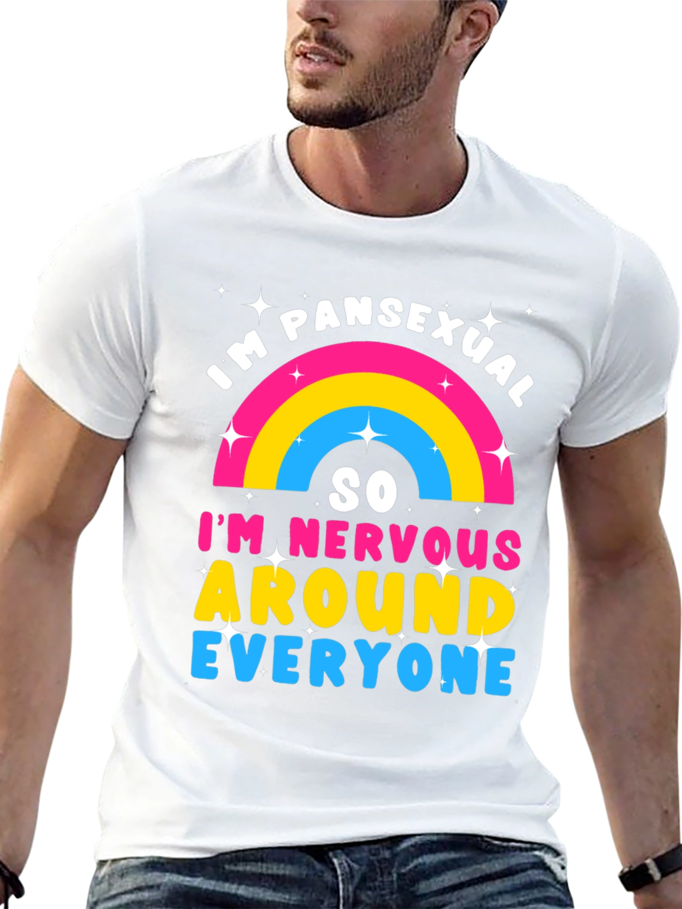 Pansexual Pride T-Shirt - Nervous Around Everyone!