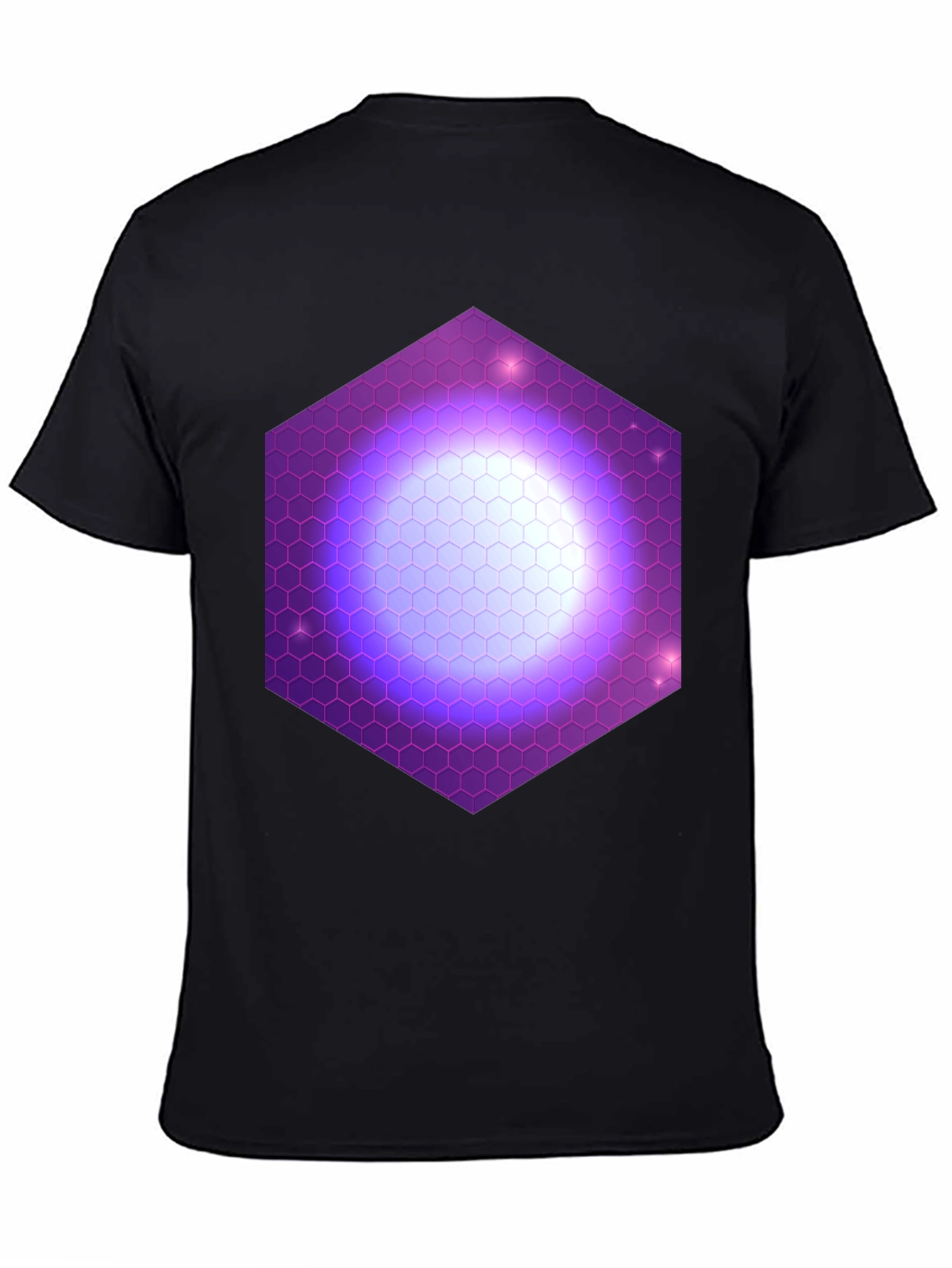 Hexagon Nebula Graphic Tee - Black Cotton T-Shirt