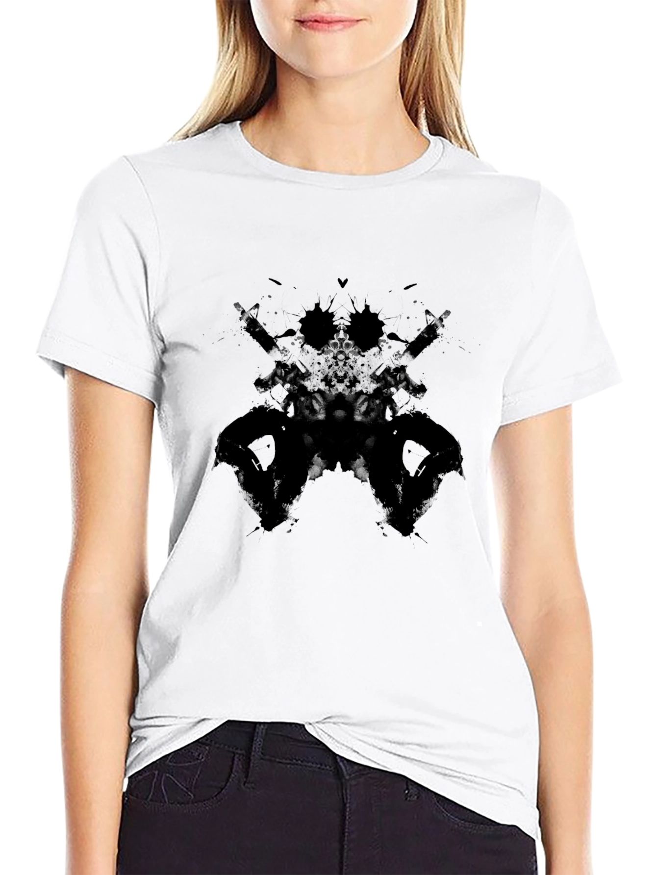 Abstract Rorschach Gun T-Shirt - Black