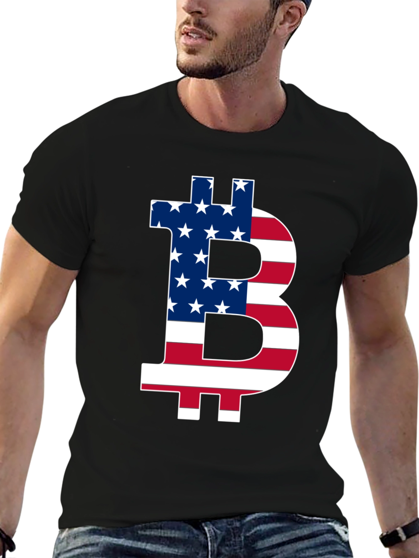 Bitcoin USA Flag Graphic Tee - Crypto Enthusiast T-Shirt