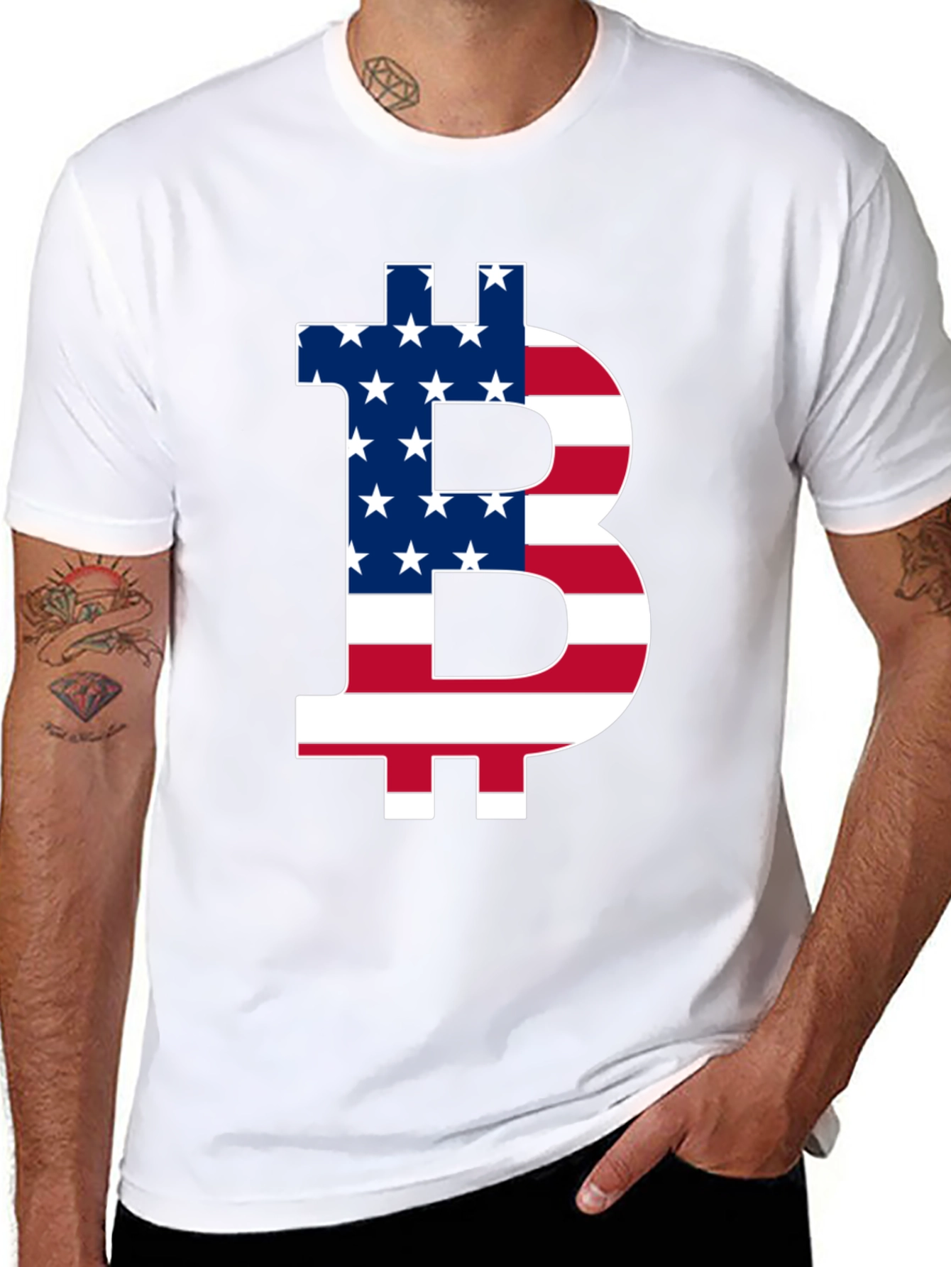 Bitcoin USA Flag Graphic Tee - Crypto Enthusiast T-Shirt