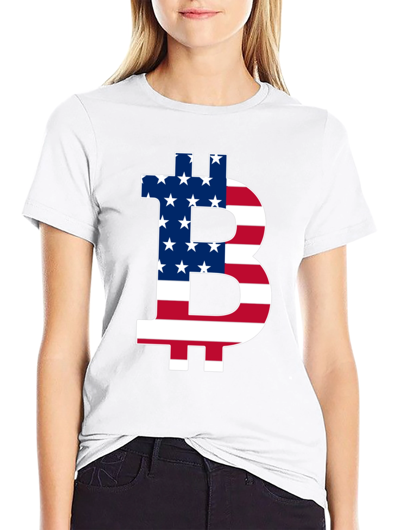 Bitcoin USA Flag Graphic Tee - Crypto Enthusiast T-Shirt
