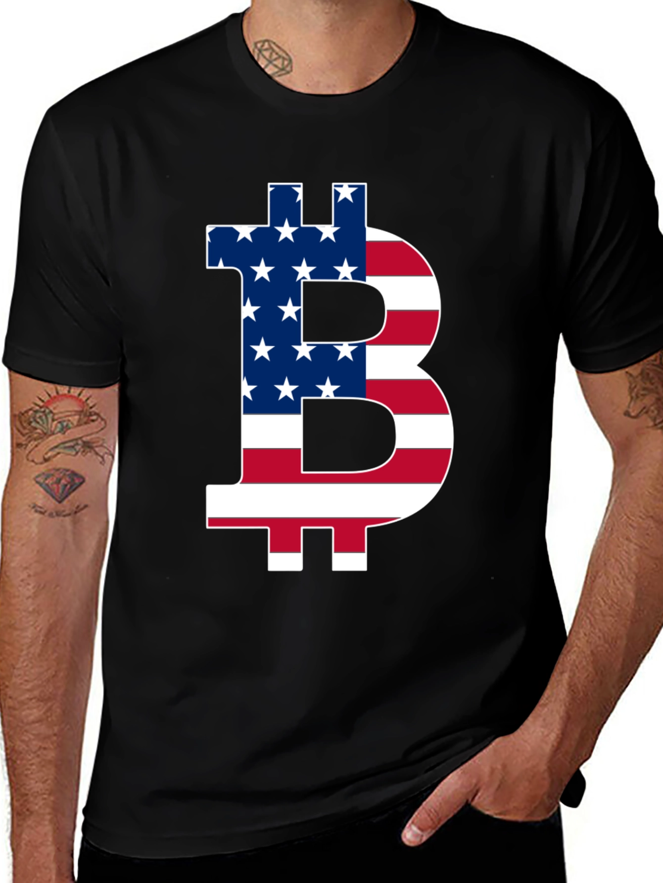 Bitcoin USA Flag Graphic Tee - Crypto Enthusiast T-Shirt