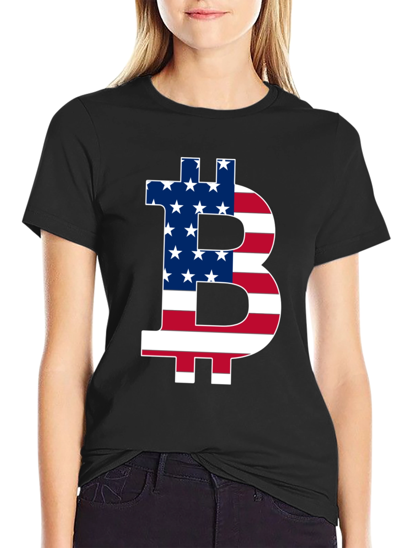Bitcoin USA Flag Graphic Tee - Crypto Enthusiast T-Shirt