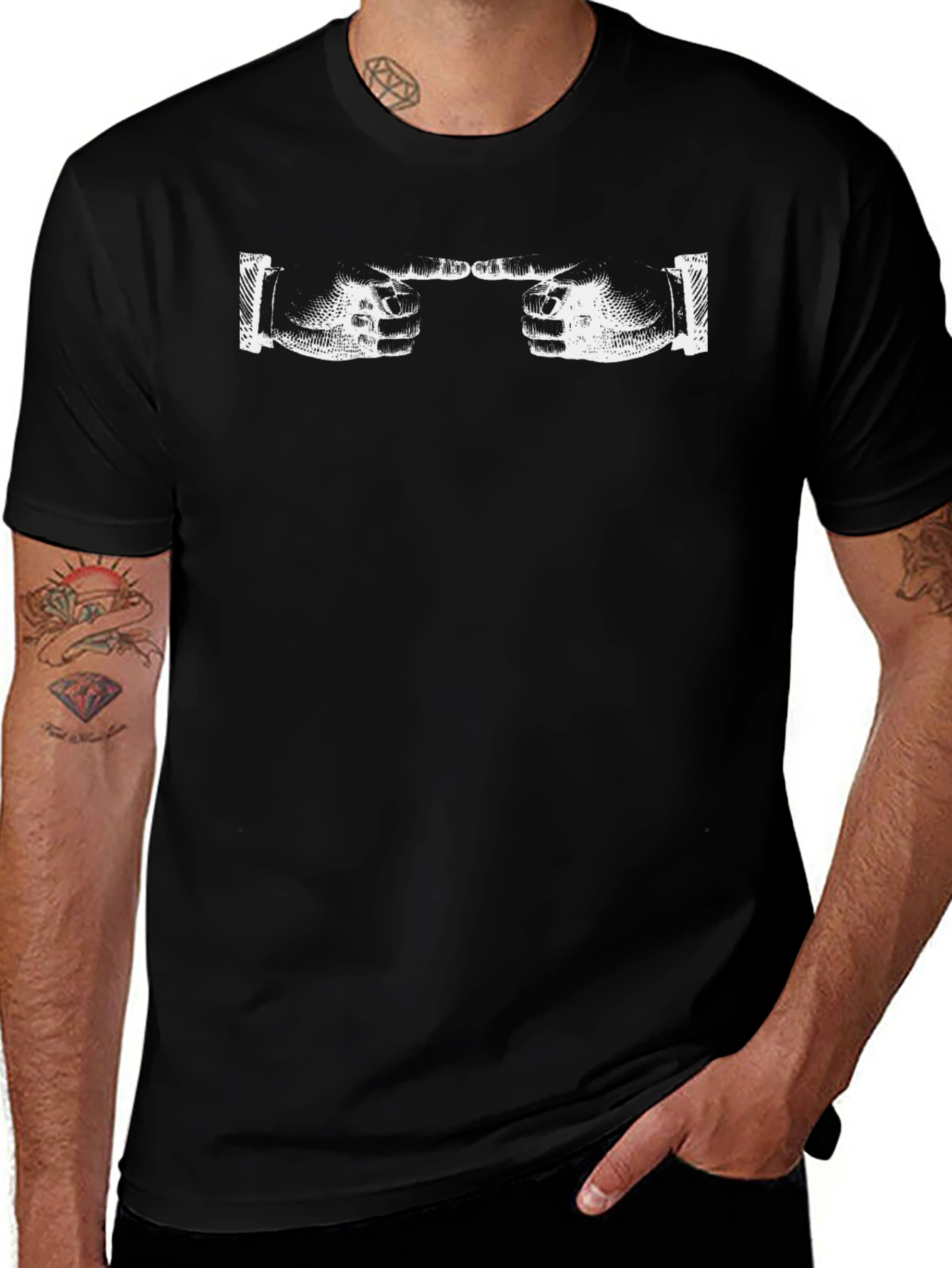 Fist Bump Graphic Tee - Black Casual Shirt