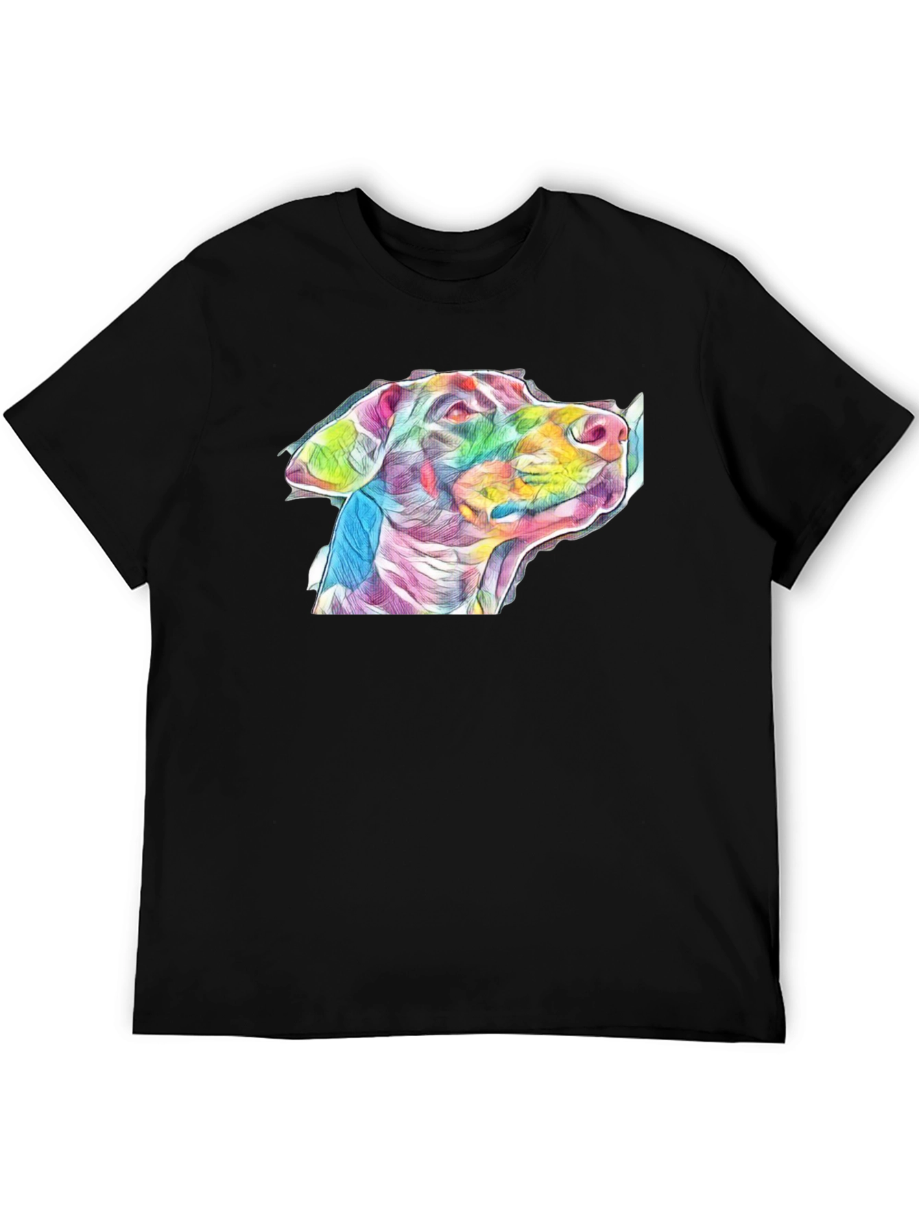 Dog Art Print Black Tee - Stylish Casual Wear