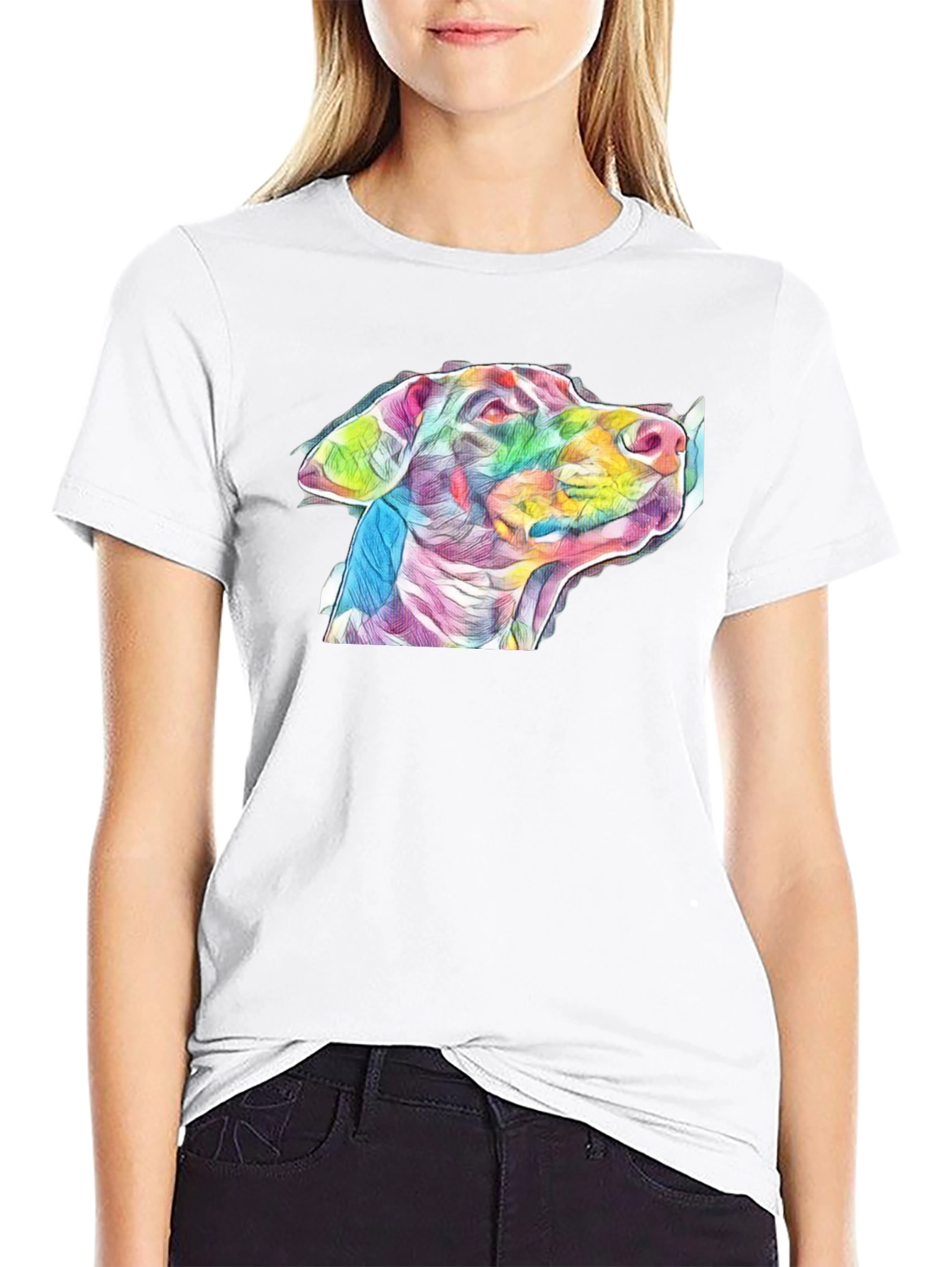 Dog Art Print Black Tee - Stylish Casual Wear