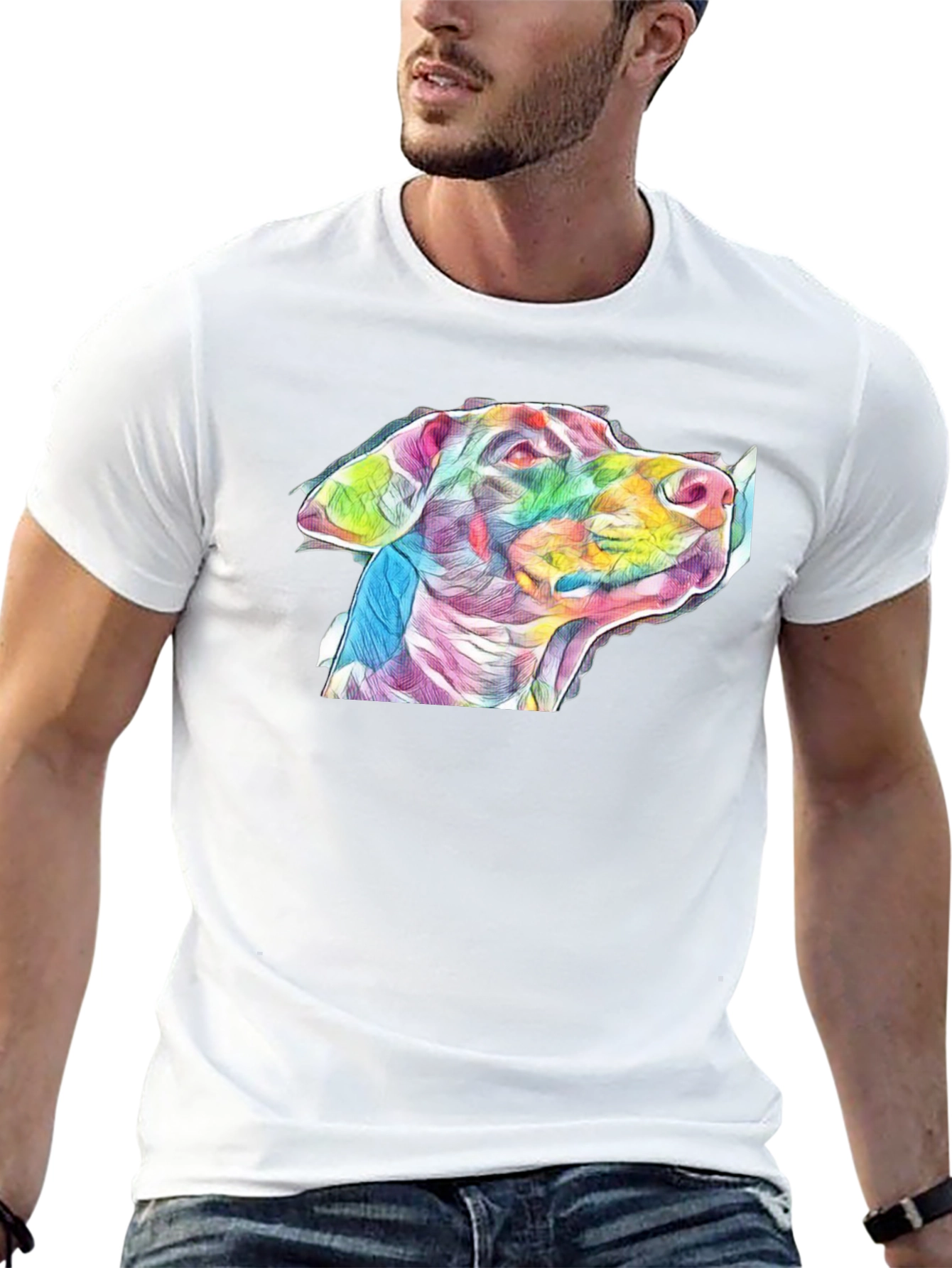 Dog Art Print Black Tee - Stylish Casual Wear