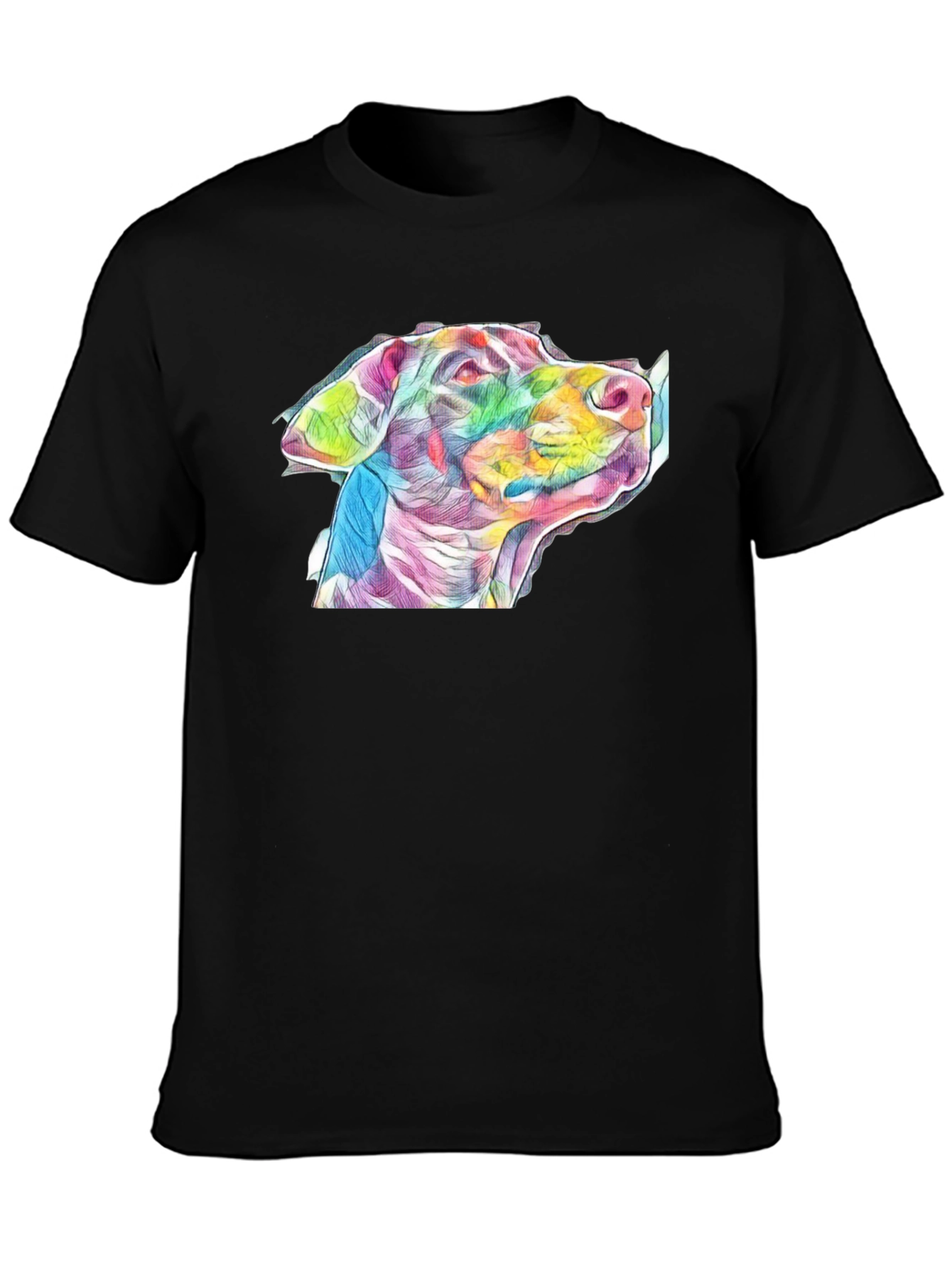 Dog Art Print Black Tee - Stylish Casual Wear