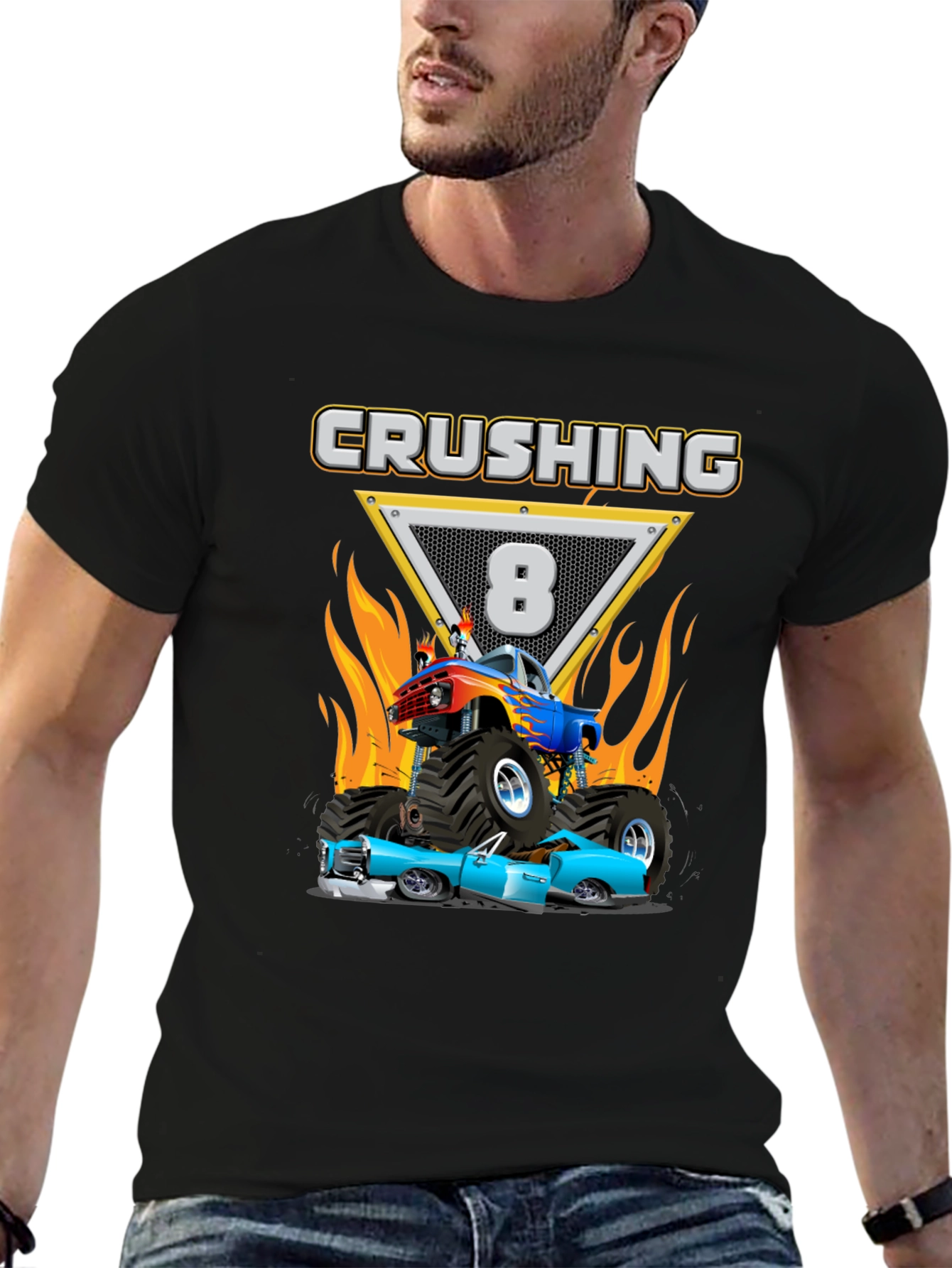 Crushing Eight Birthday Monster Truck T-Shirt