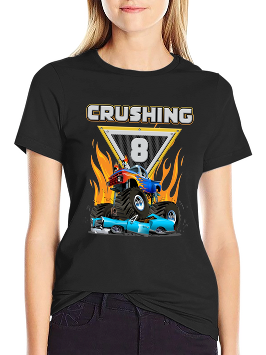 Crushing Eight Birthday Monster Truck T-Shirt