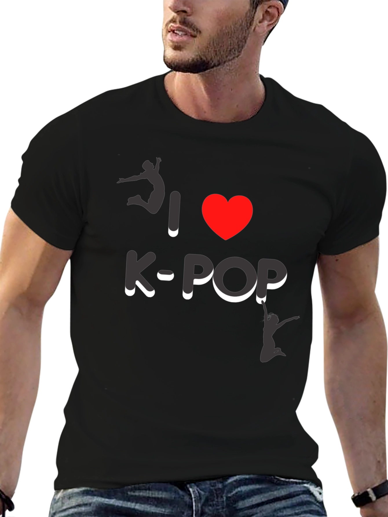 I Love K-Pop Graphic Tee - Stylish Black T-Shirt