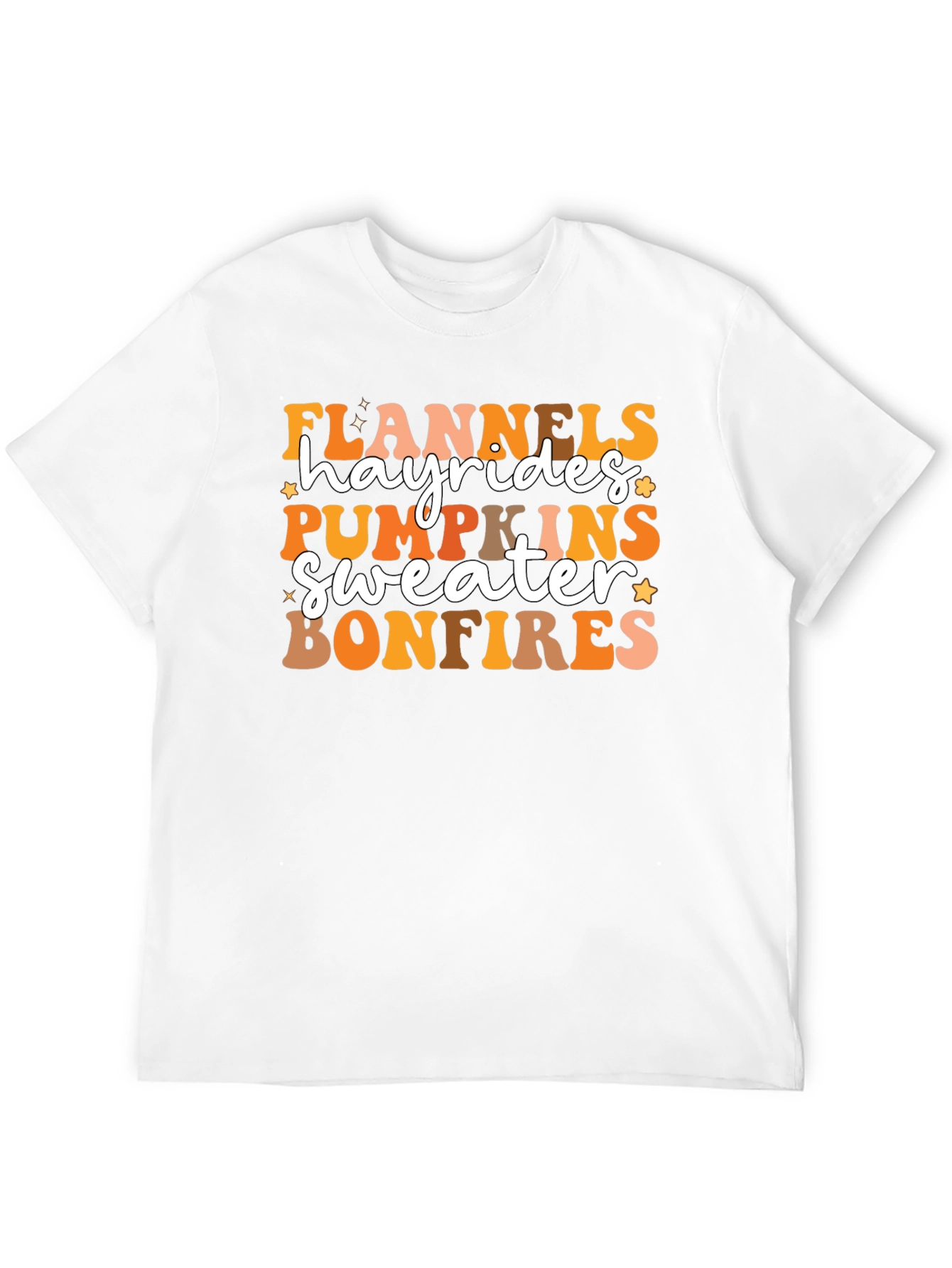 Fall Favorites T-Shirt: Flannels Hayrides Pumpkins Bonfires