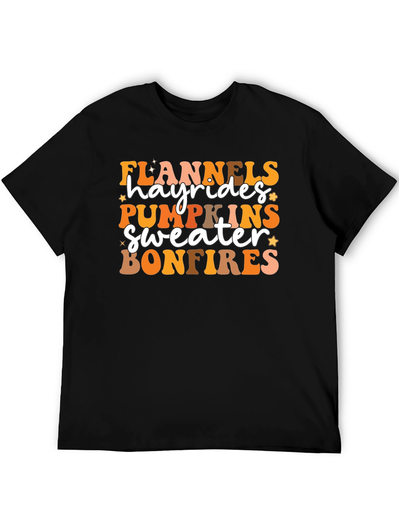 Fall Favorites T-Shirt: Flannels Hayrides Pumpkins Bonfires