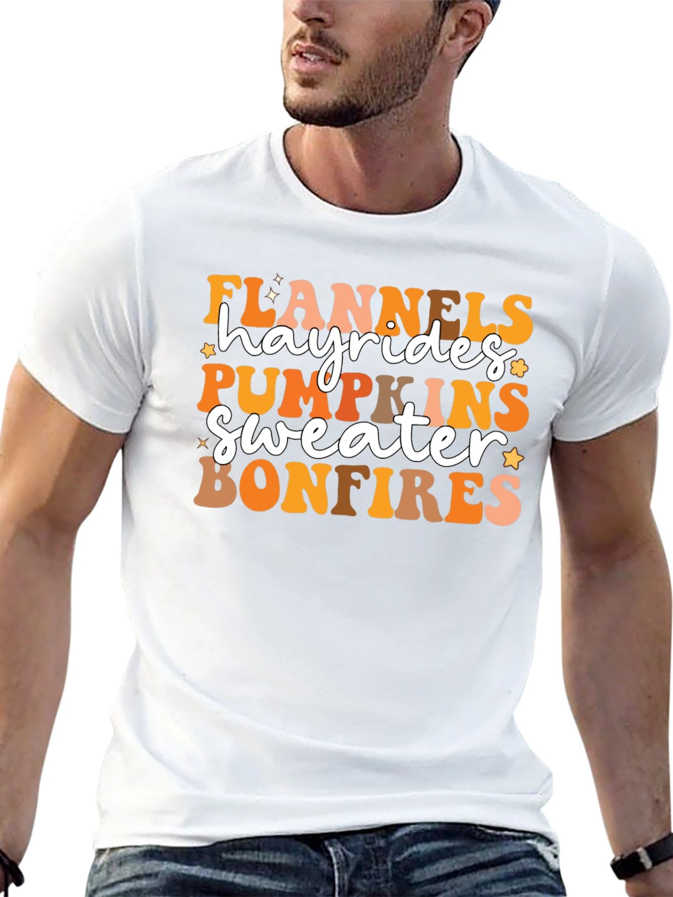Fall Favorites T-Shirt: Flannels Hayrides Pumpkins Bonfires