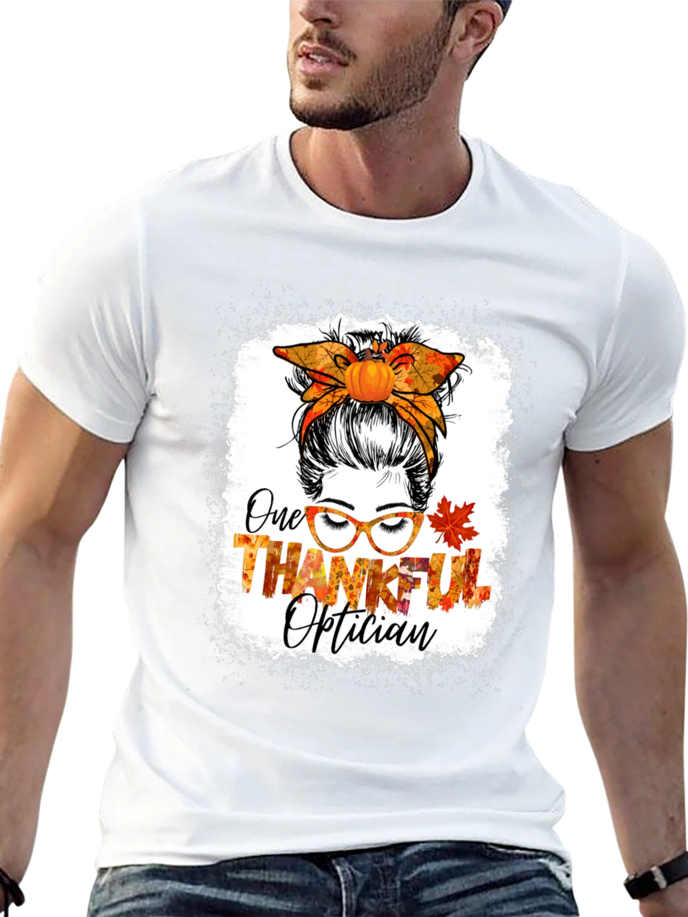 Thankful Optician Messy Bun T-Shirt