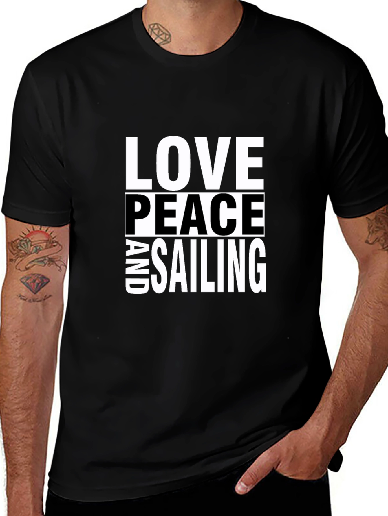 Love Peace and Sailing Graphic Tee - Black