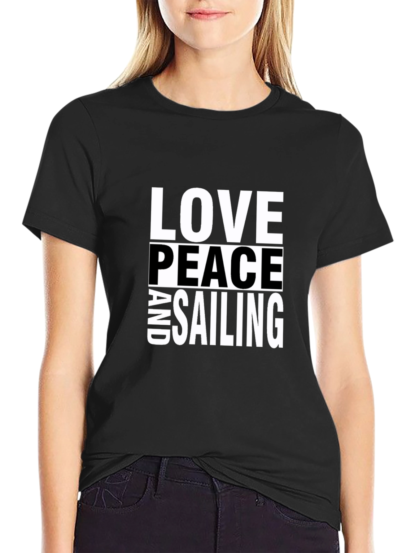 Love Peace and Sailing Graphic Tee - Black