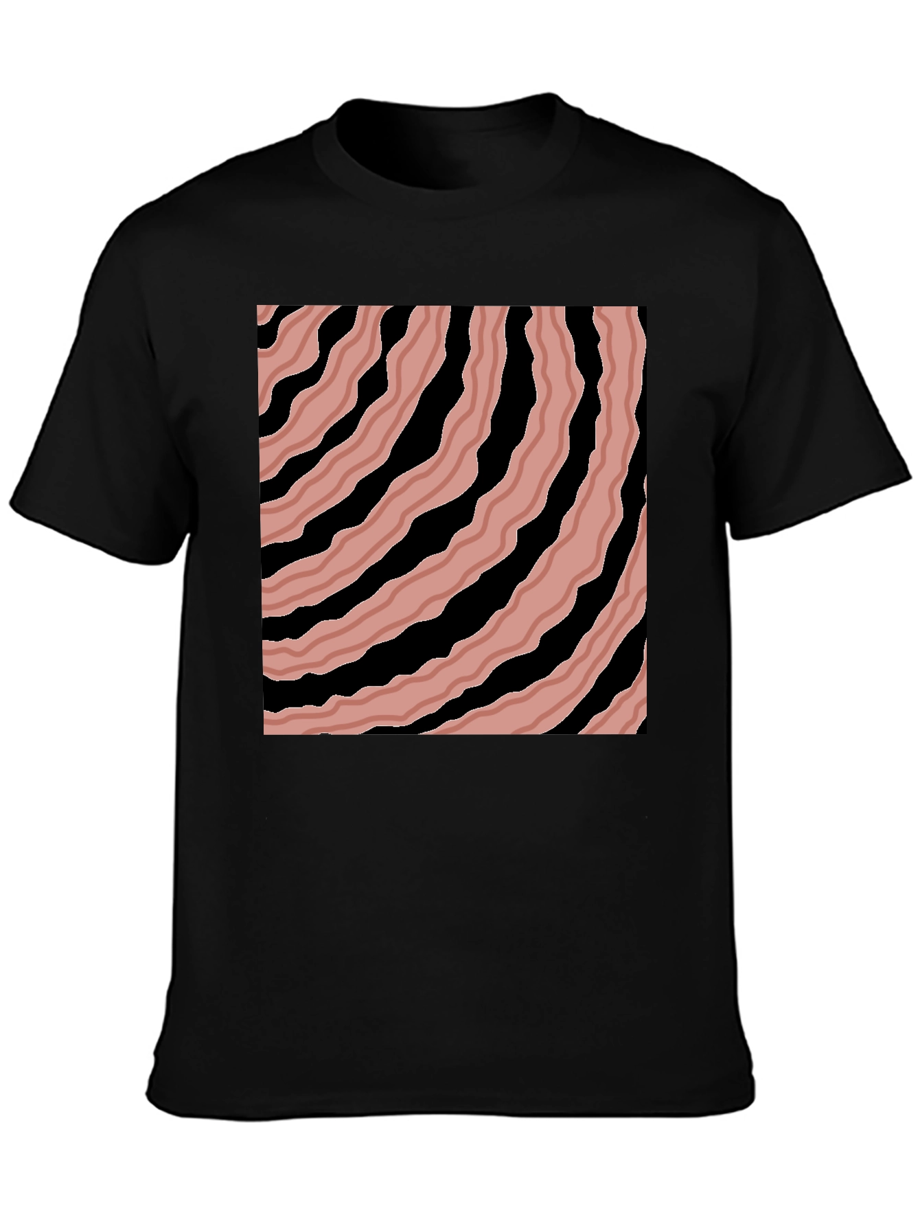 Abstract Striped Graphic Tee - Mens Black T-Shirt