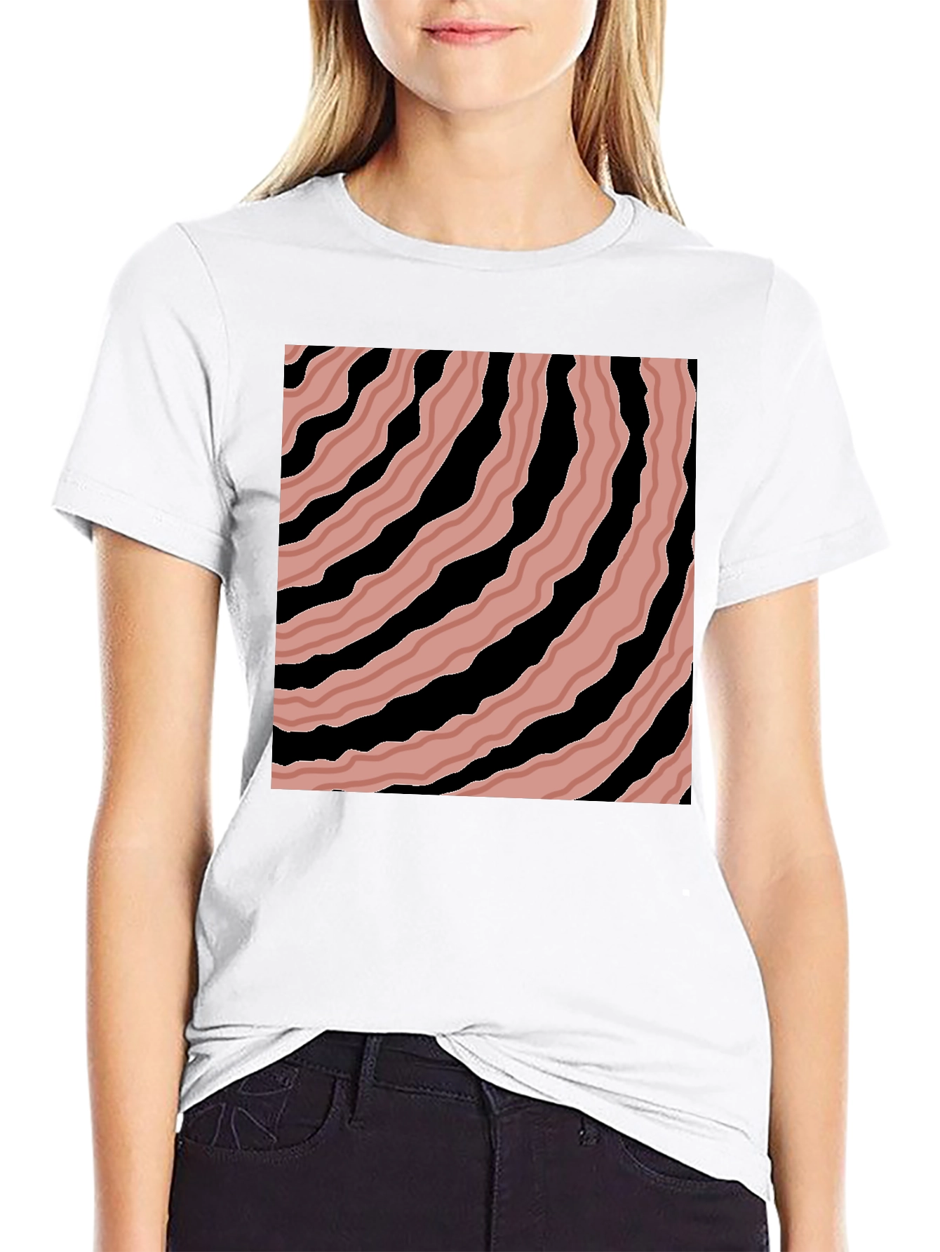 Abstract Striped Graphic Tee - Mens Black T-Shirt