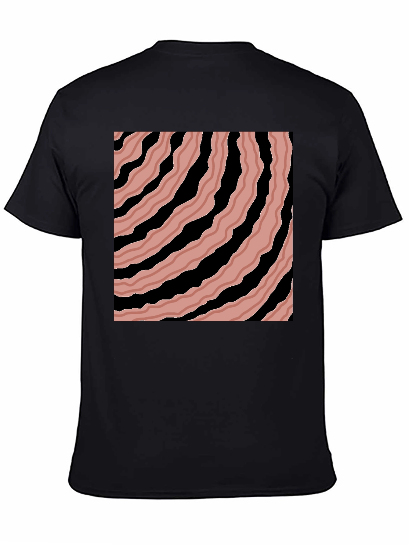 Abstract Striped Graphic Tee - Mens Black T-Shirt