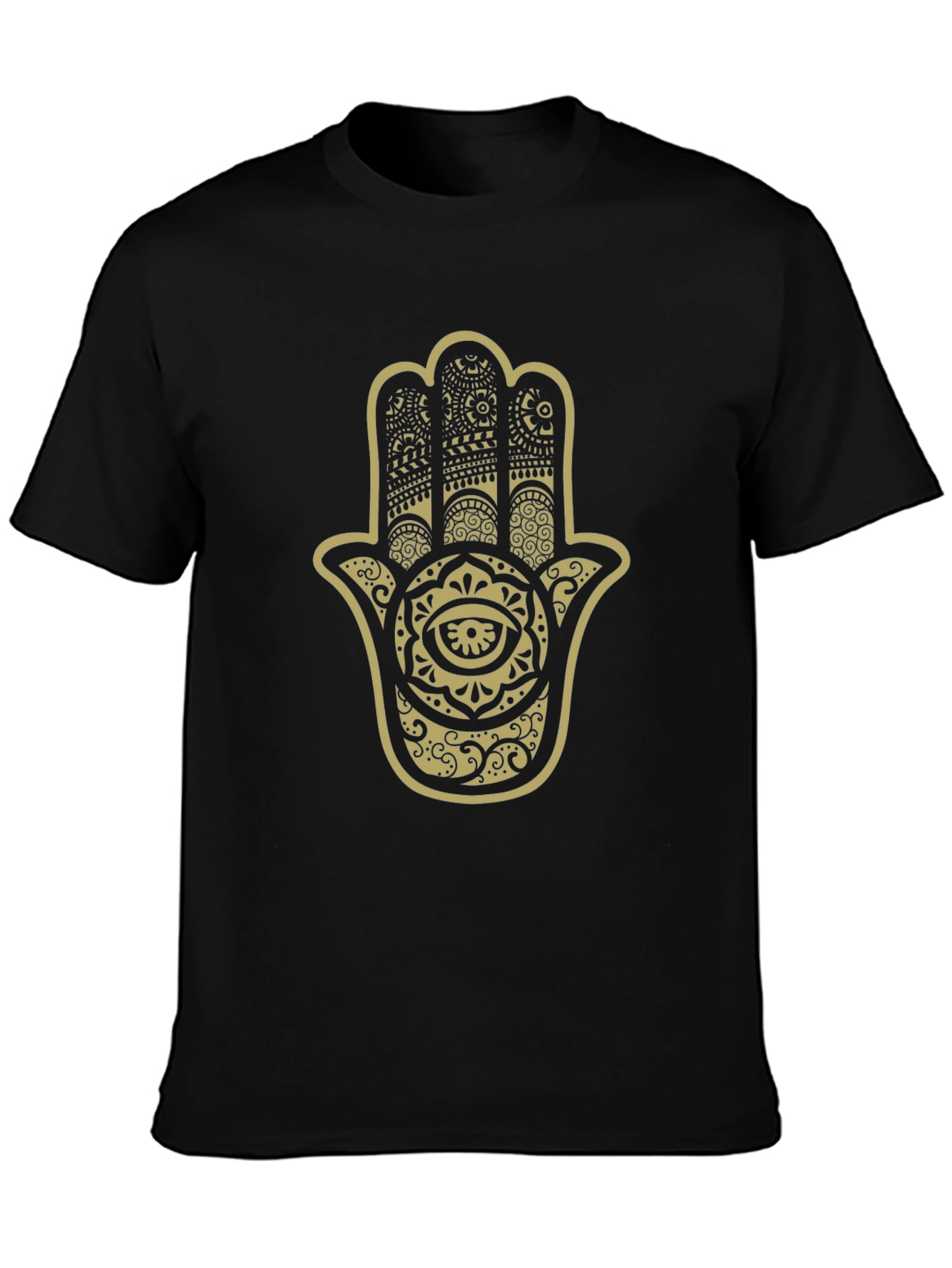 Hamsa Hand Graphic Print Black T-Shirt