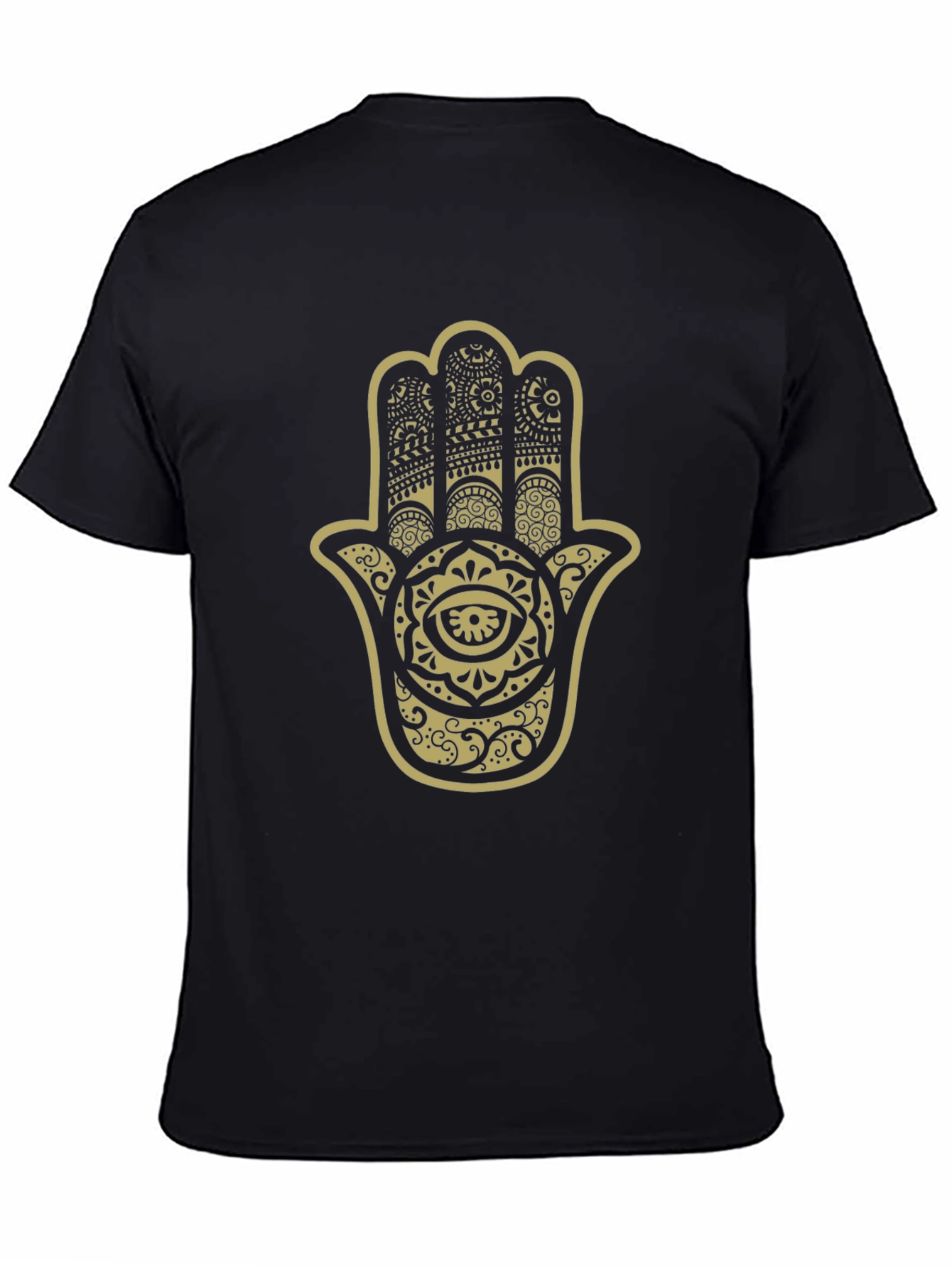 Hamsa Hand Graphic Print Black T-Shirt