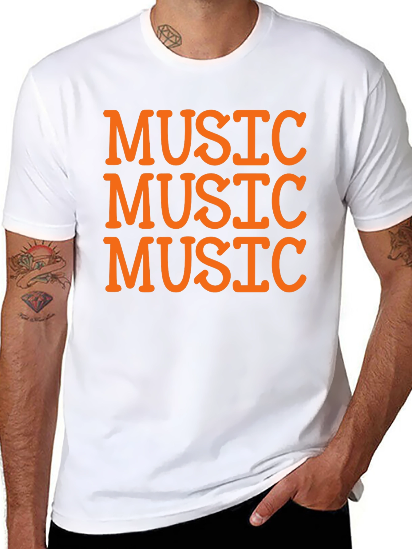 Music Lover Black T-Shirt - Repeated Text Design