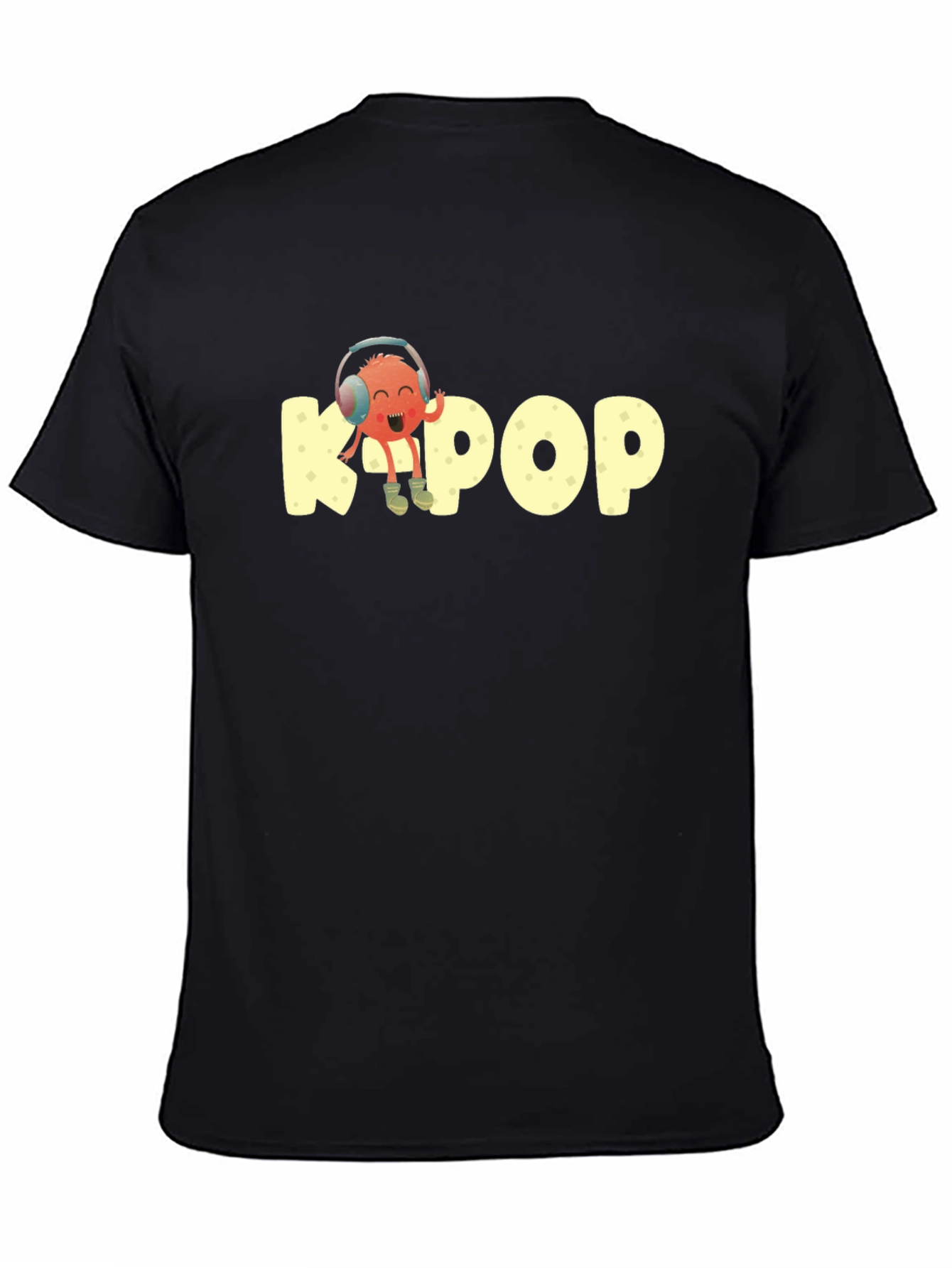 K-Pop Cartoon Graphic Tee - Black