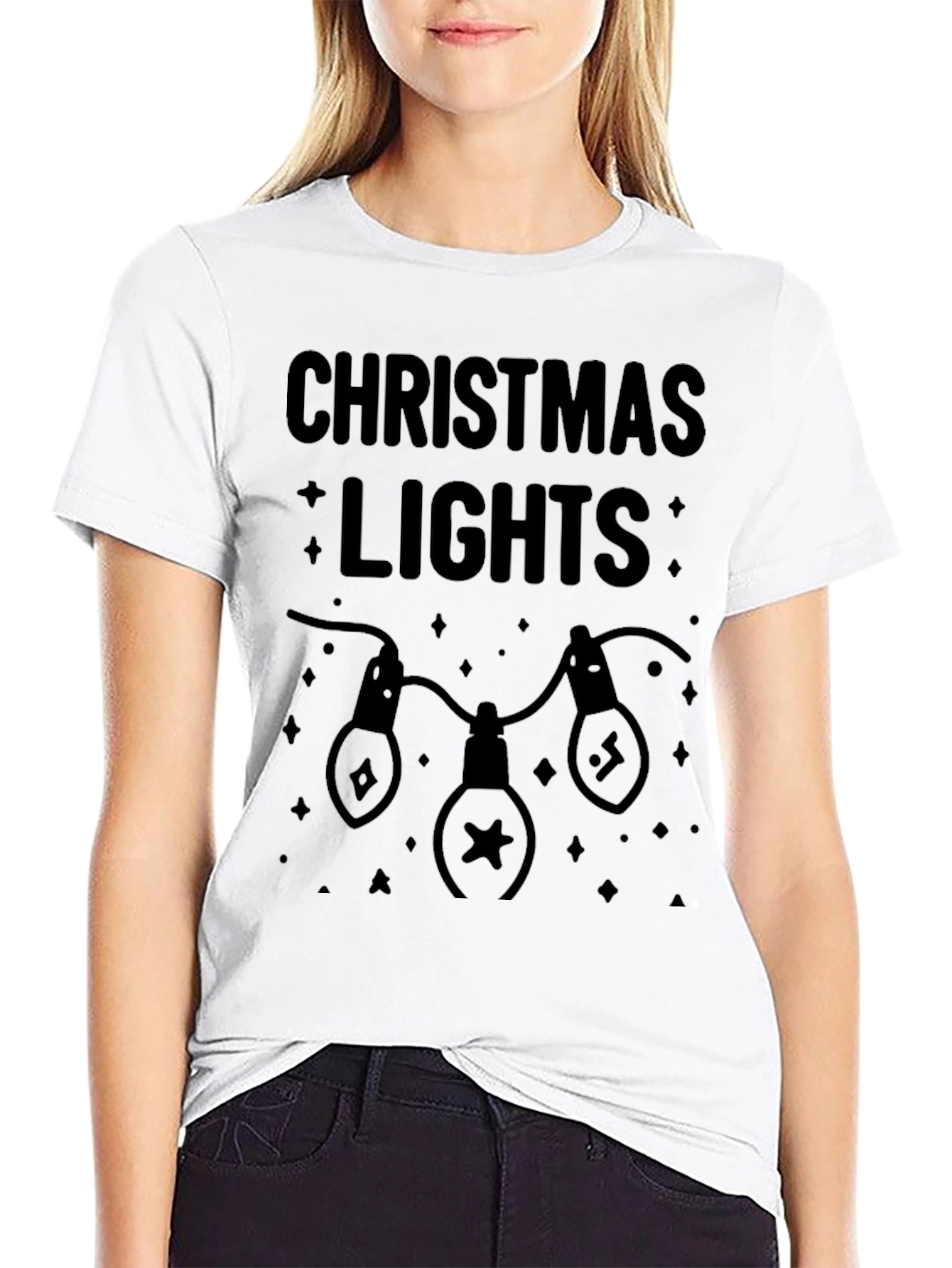 Christmas Lights Graphic Tee - Holiday Festive T-Shirt