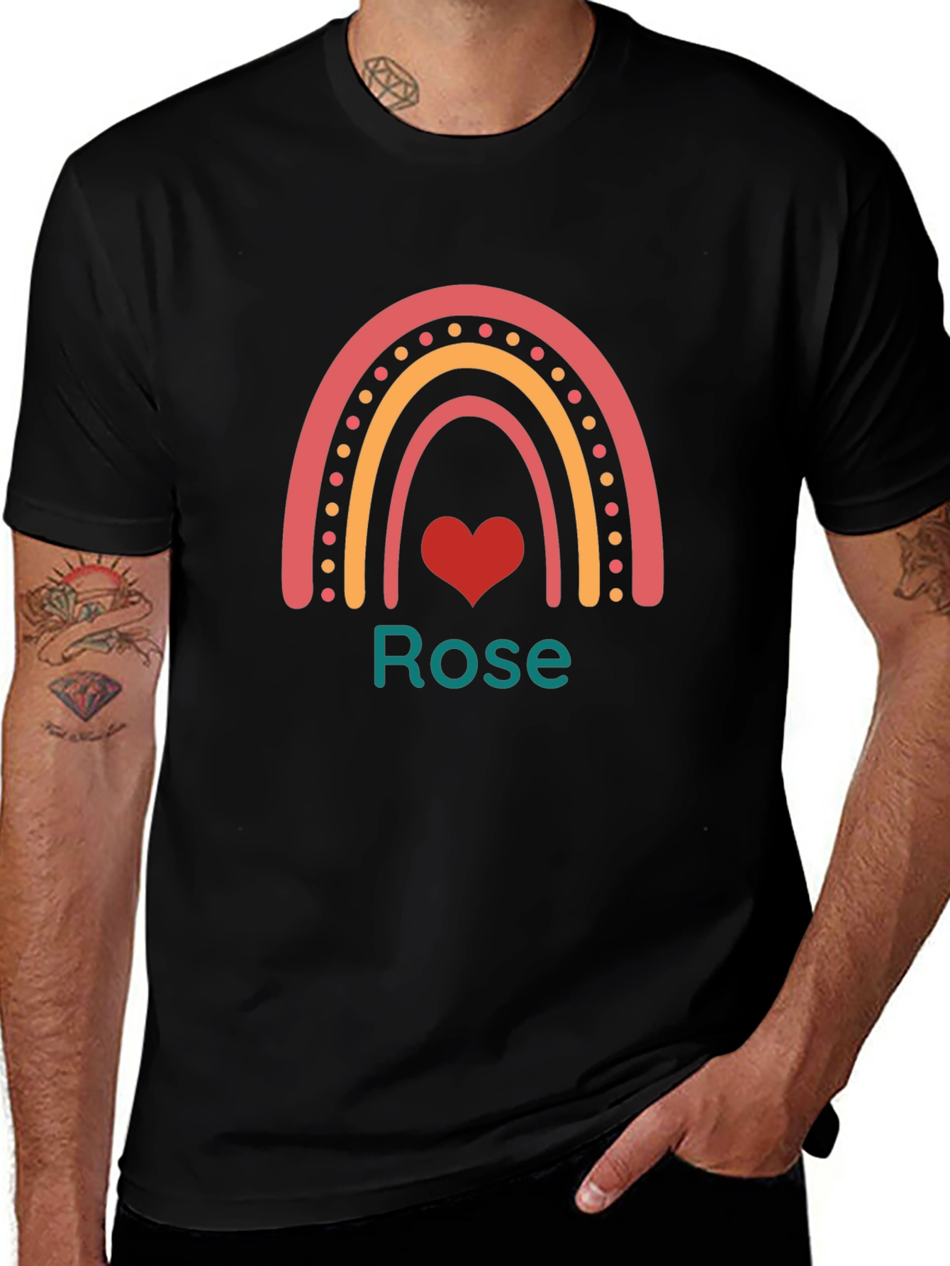 Rainbow Heart Personalized Name T-Shirt