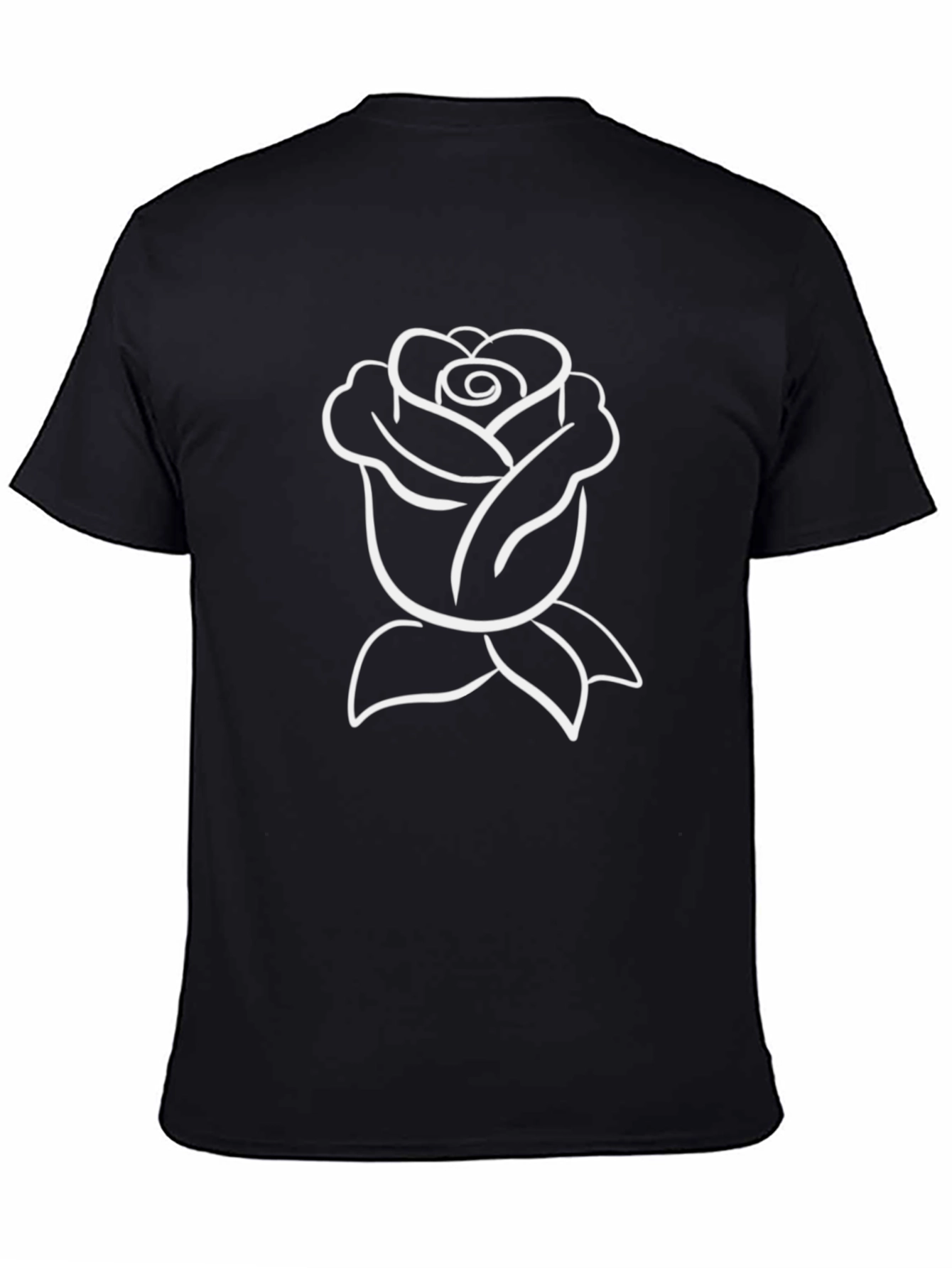 Black T-Shirt with Rose Design