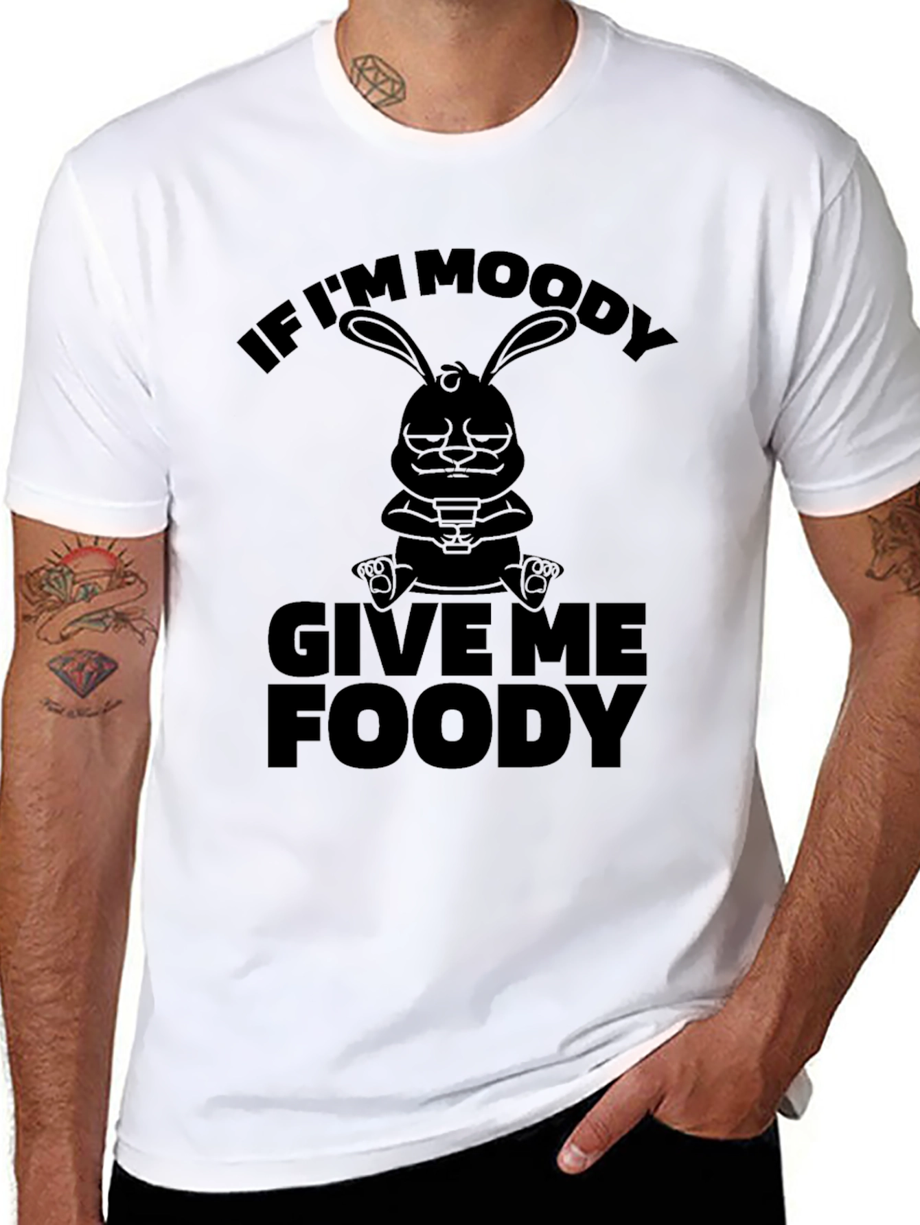 Moody Bunny Foody T-Shirt - Funny Graphic Tee