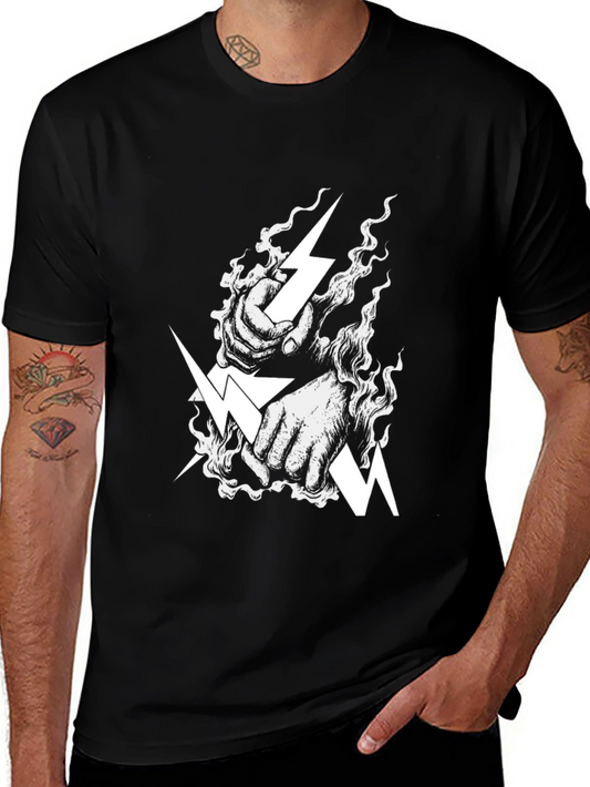 Black T-Shirt with Lightning Bolt Graphic