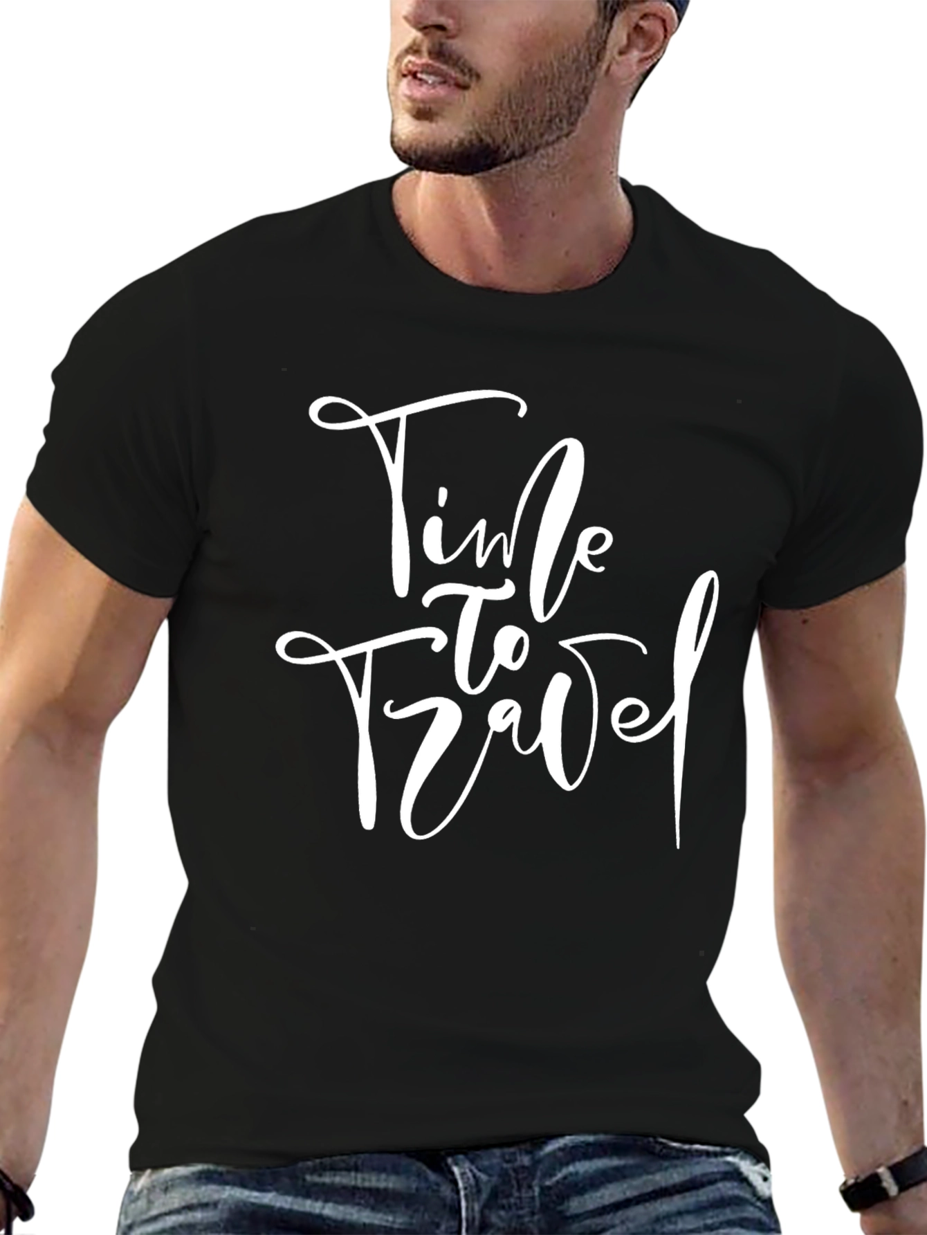 Time to Travel Graphic Tee - Black Unisex T-Shirt