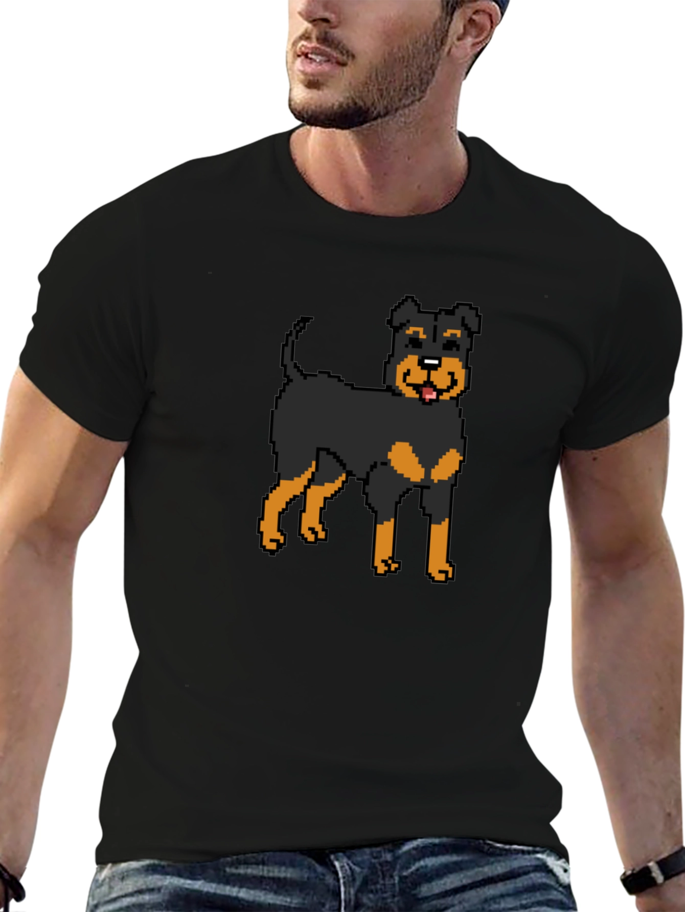 Pixel Dog Graphic Tee - Rottweiler Style