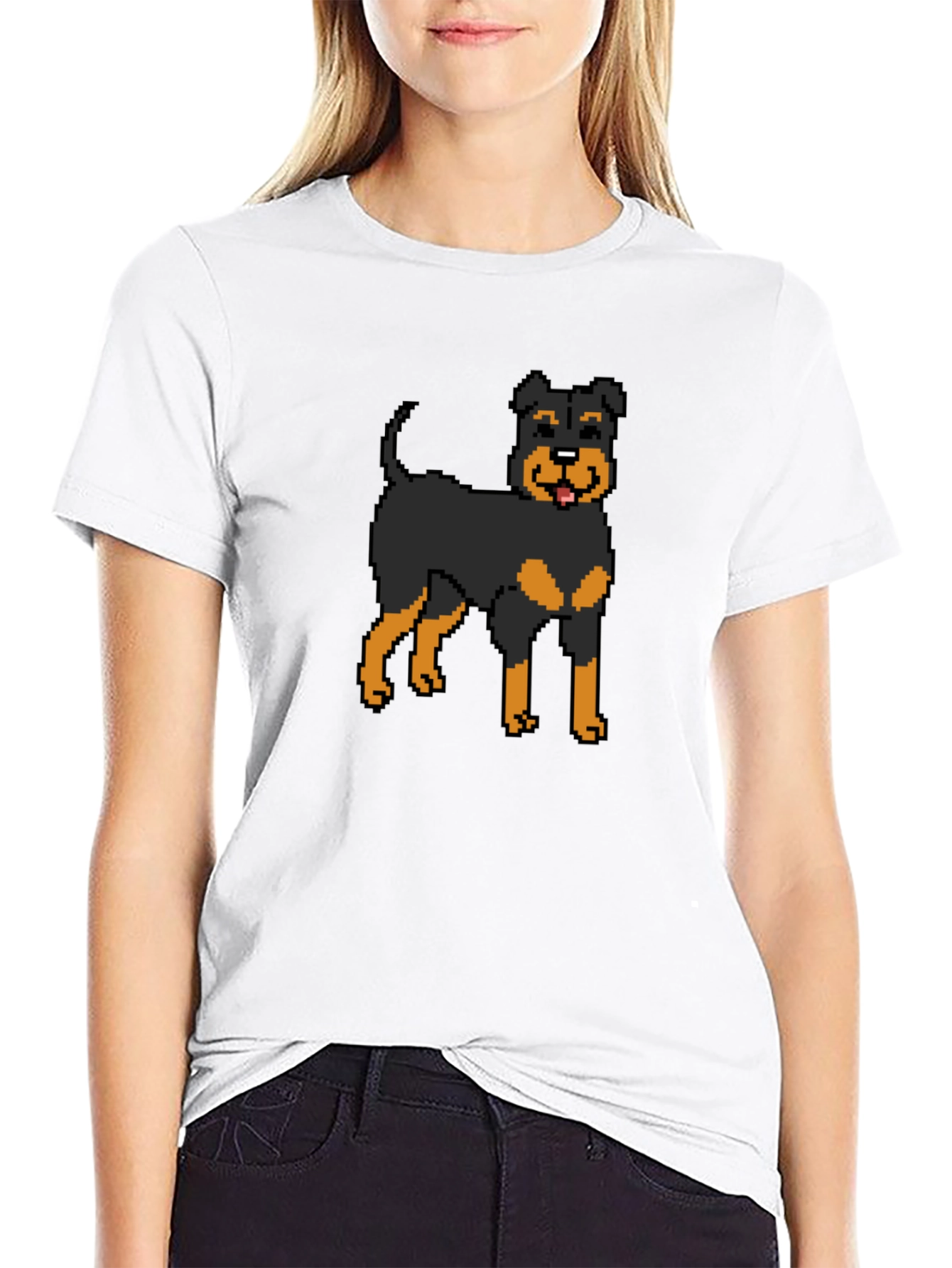 Pixel Dog Graphic Tee - Rottweiler Style