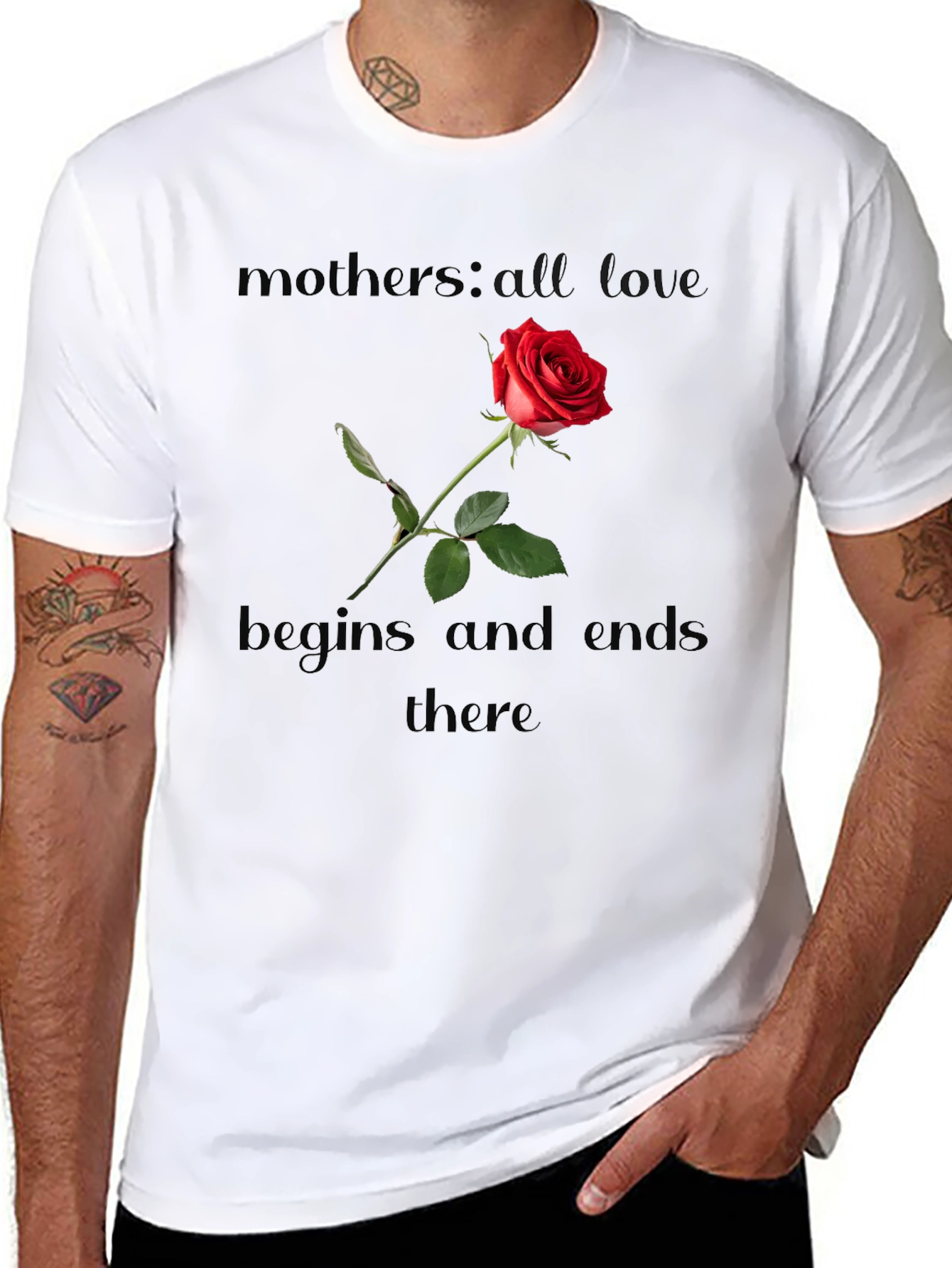 Mothers Love Red Rose Black Tee