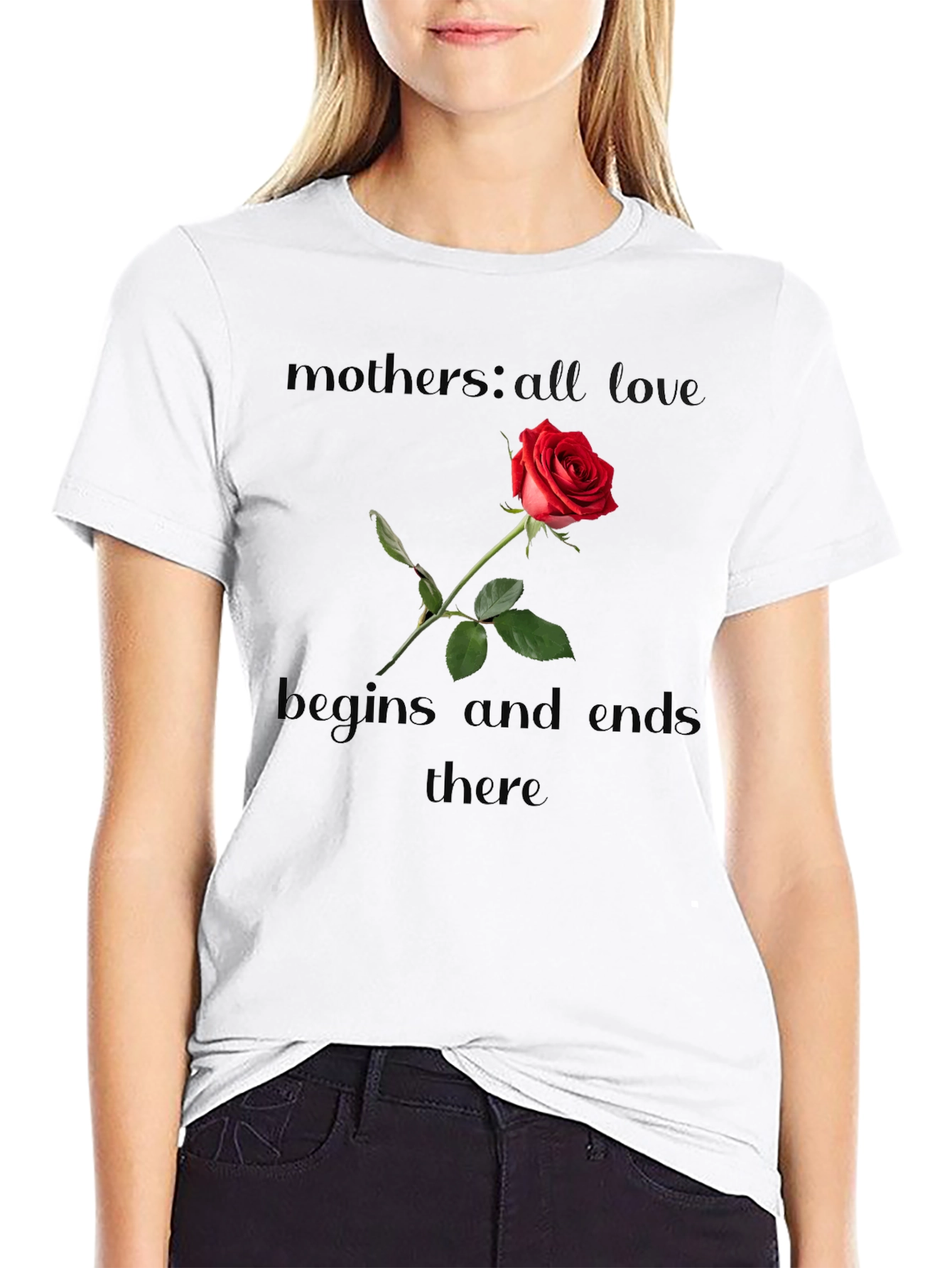 Mothers Love Red Rose Black Tee