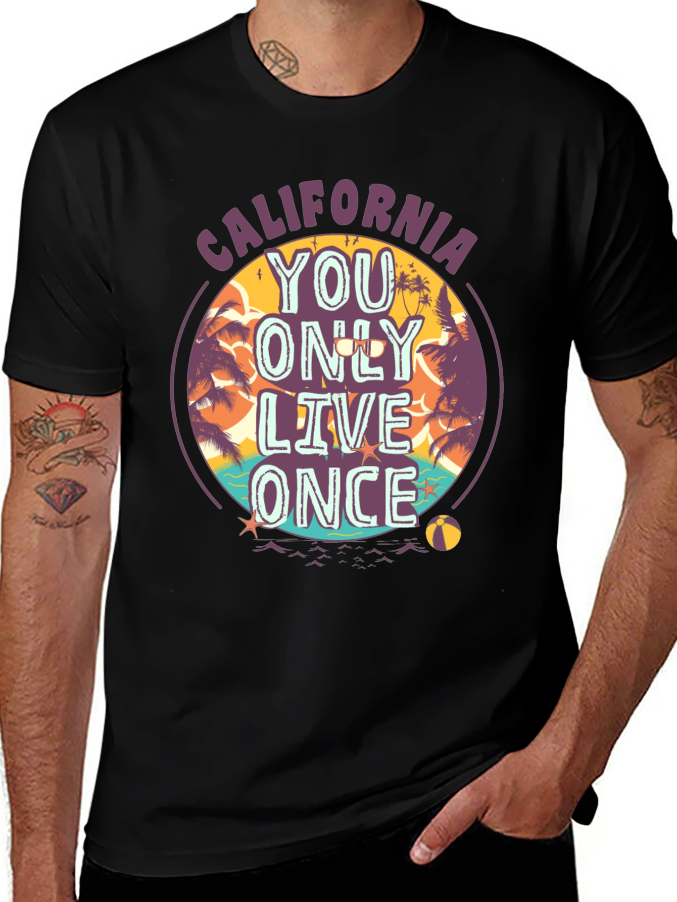 California YOLO Graphic Tee - Beach Vibes