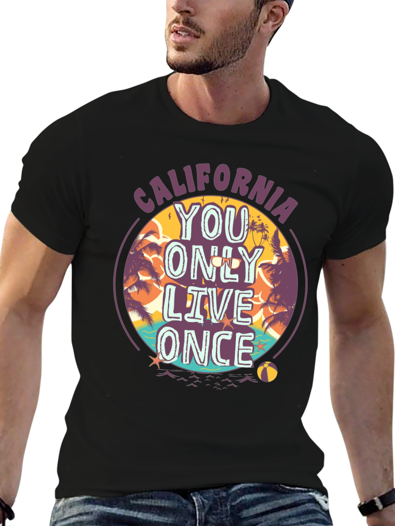 California YOLO Graphic Tee - Beach Vibes