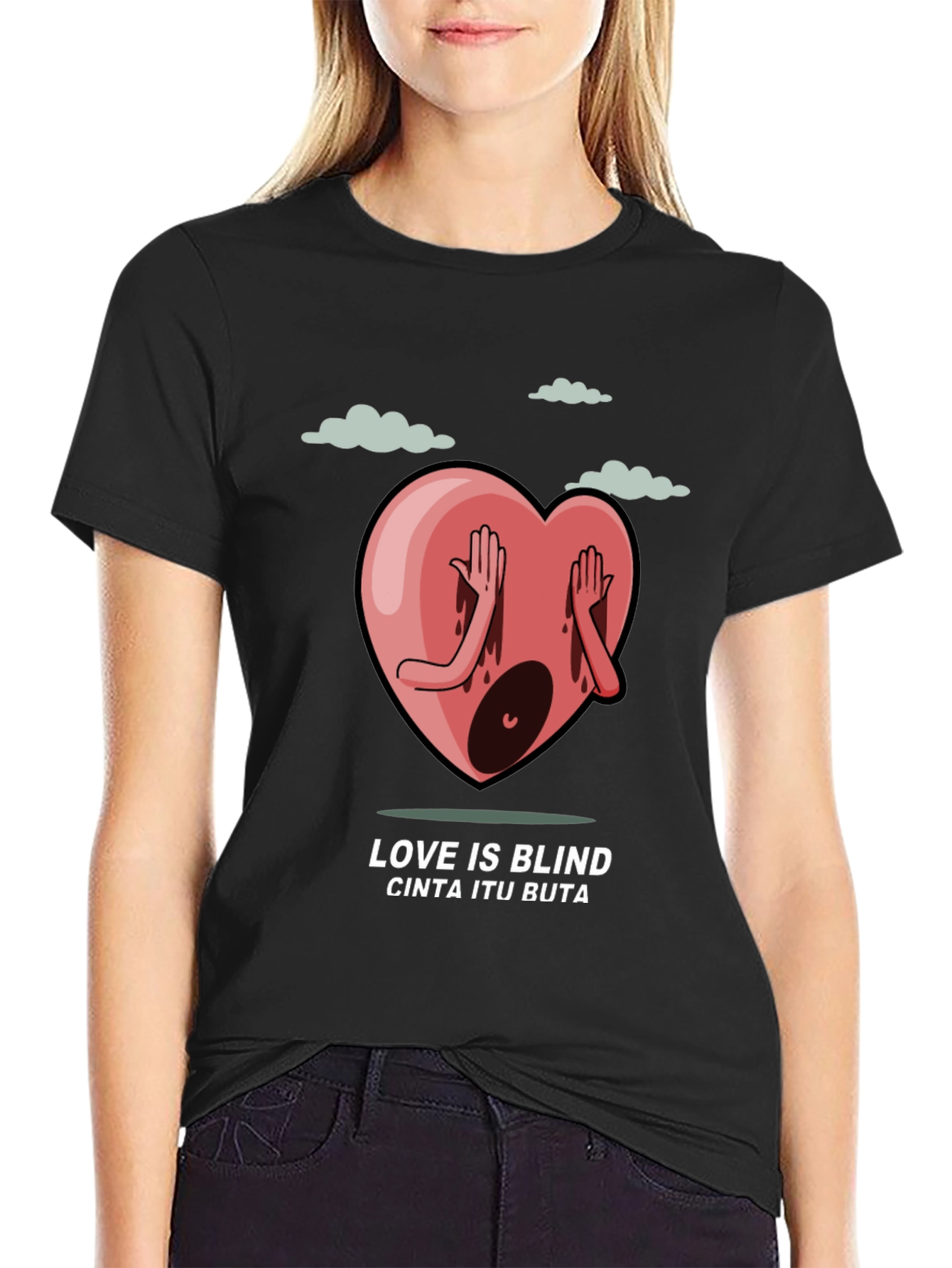 Love is Blind Graphic Tee - Black Cotton Shirt