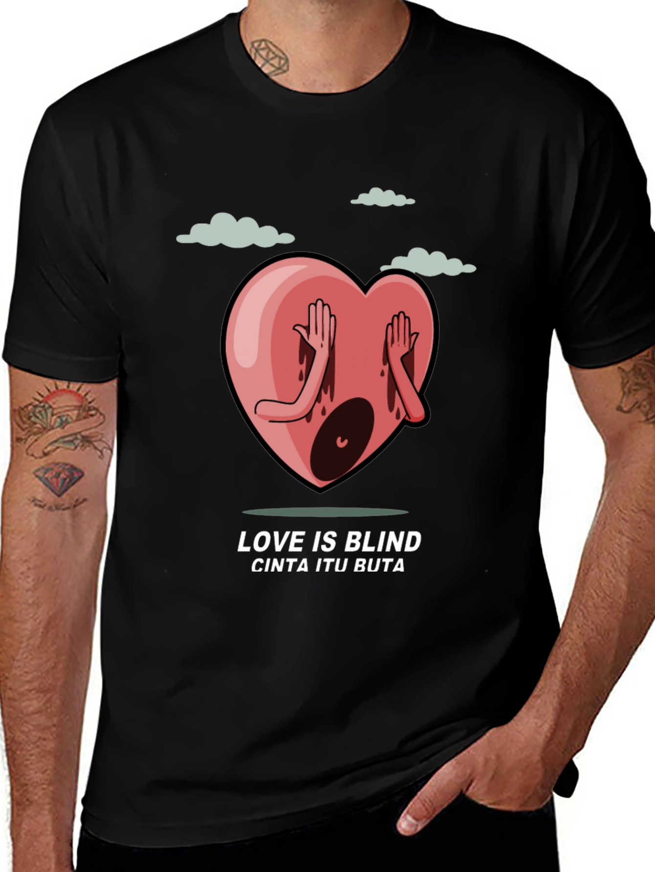 Love is Blind Graphic Tee - Black Cotton Shirt