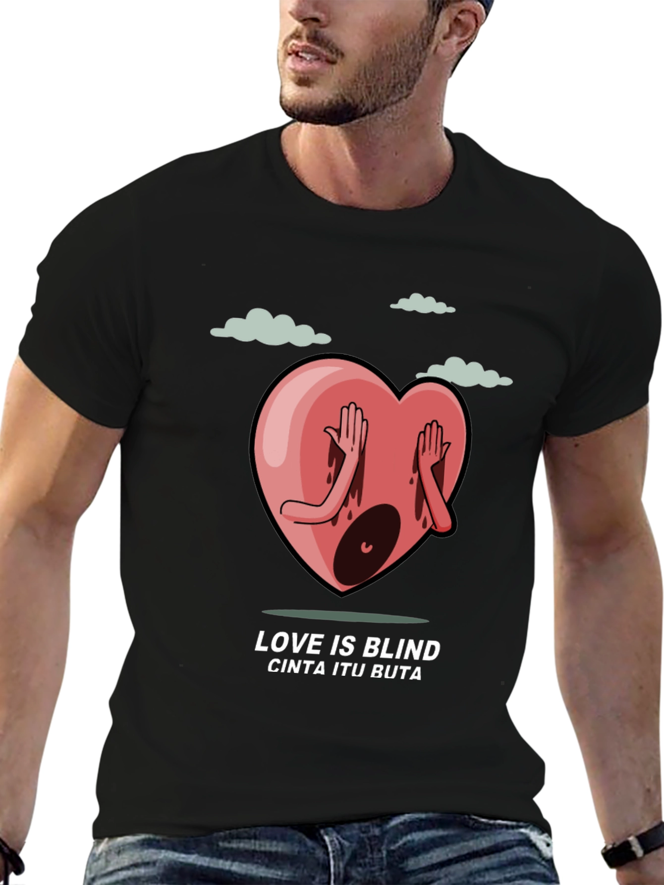Love is Blind Graphic Tee - Black Cotton Shirt