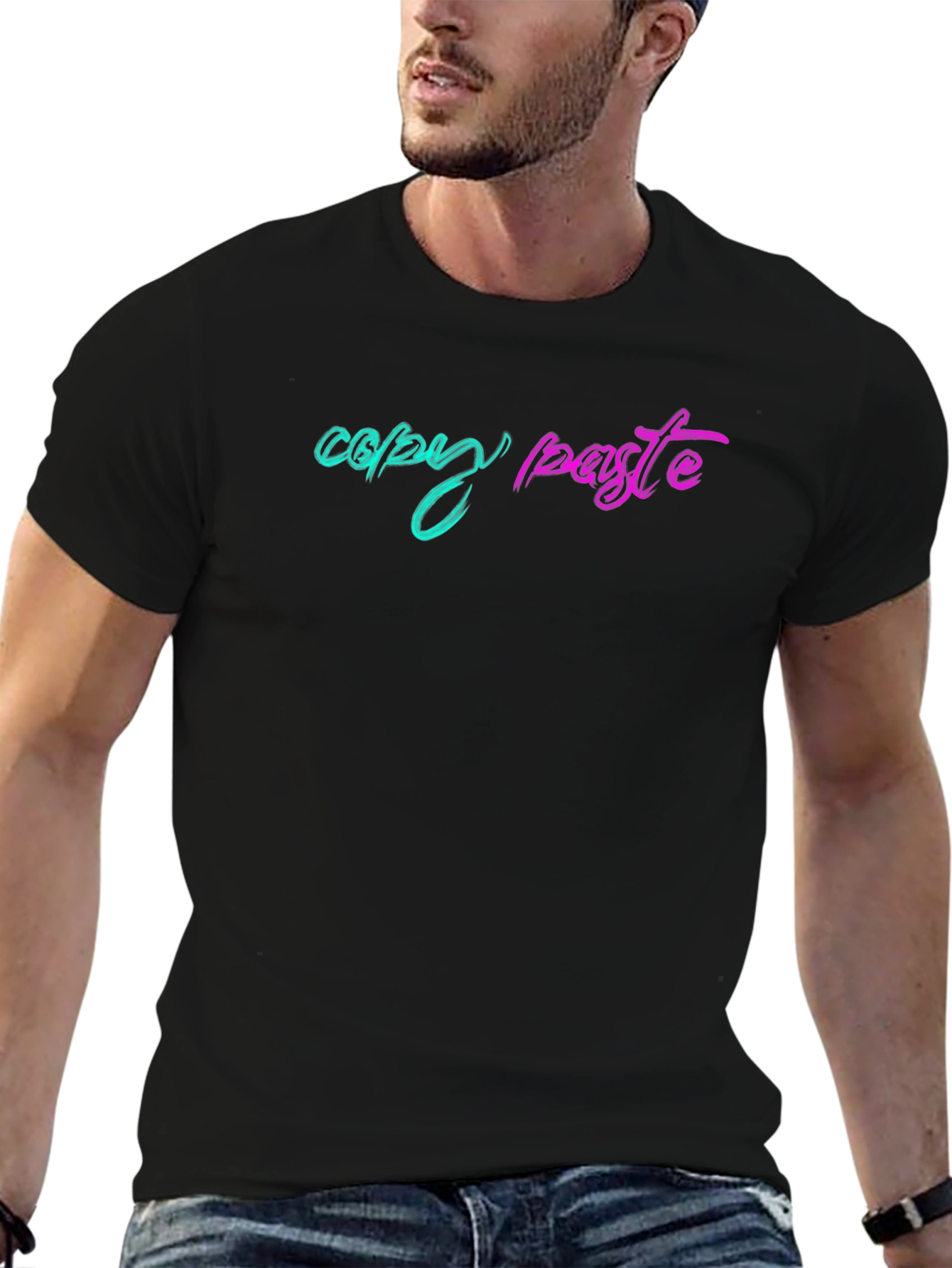 Copy Paste Graphic Tee - Black Cotton T-Shirt