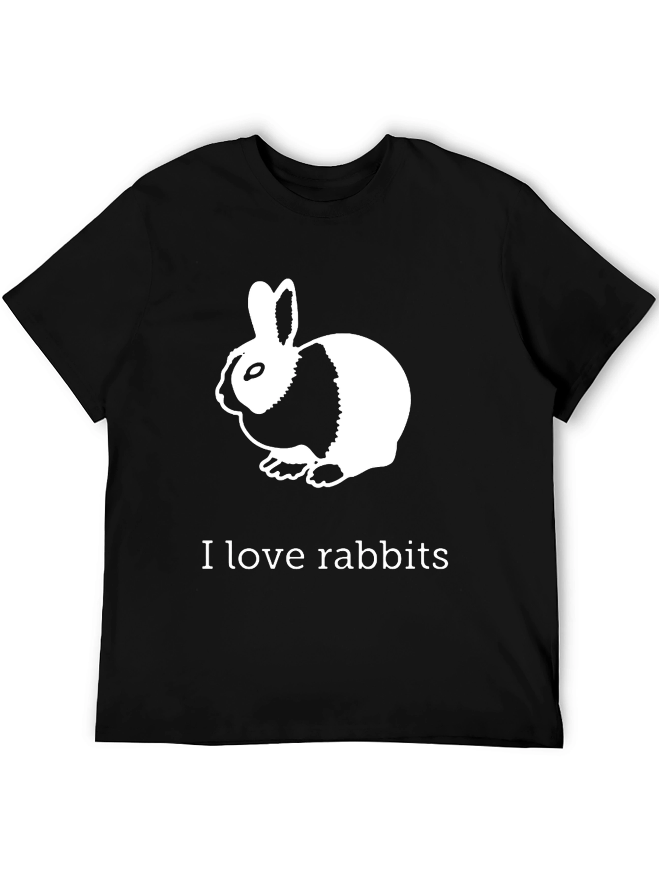 I Love Rabbits Graphic T-Shirt - Black Cotton Tee